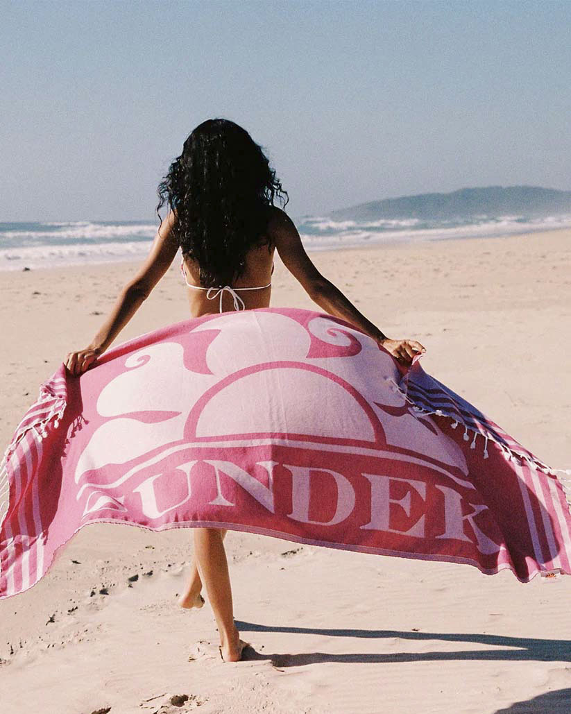 Telo mare fucsia Sundek in tela fouta di cotone con maxi logo bianco