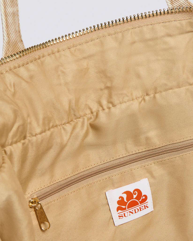 Tote bag beige Sundek in denim con logo a rilievo image