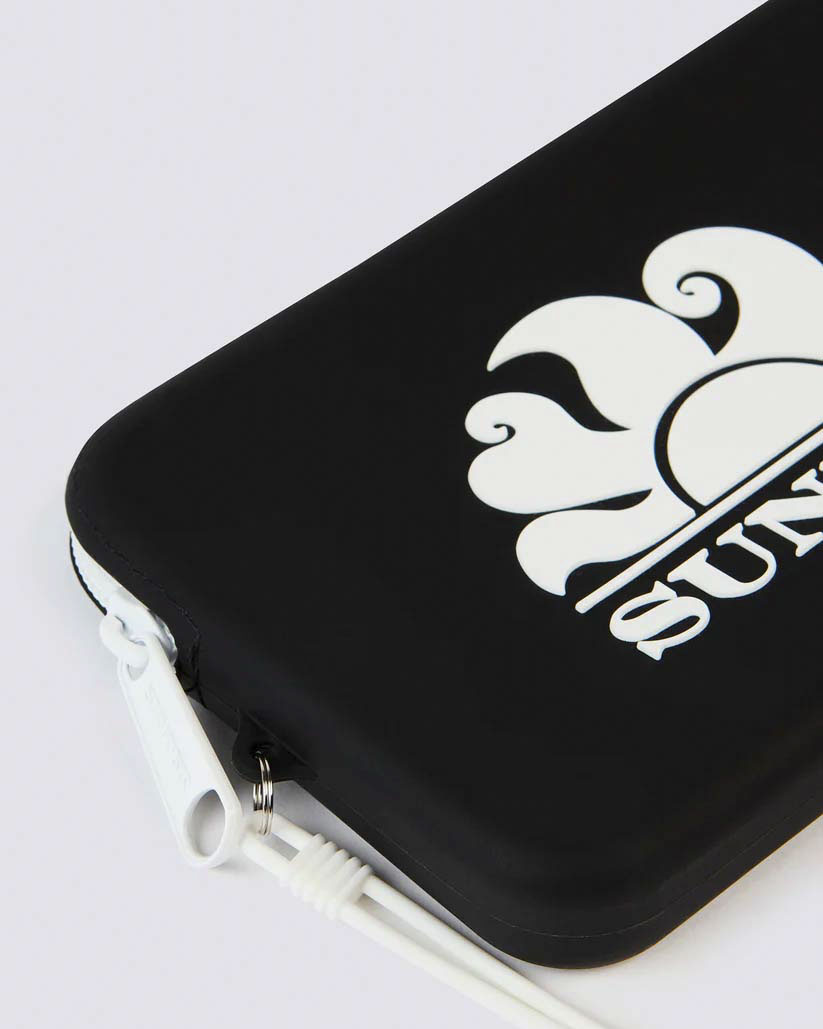Wristlet pochette nera Sundek in materiale gommato con logo bianco a rilievo image