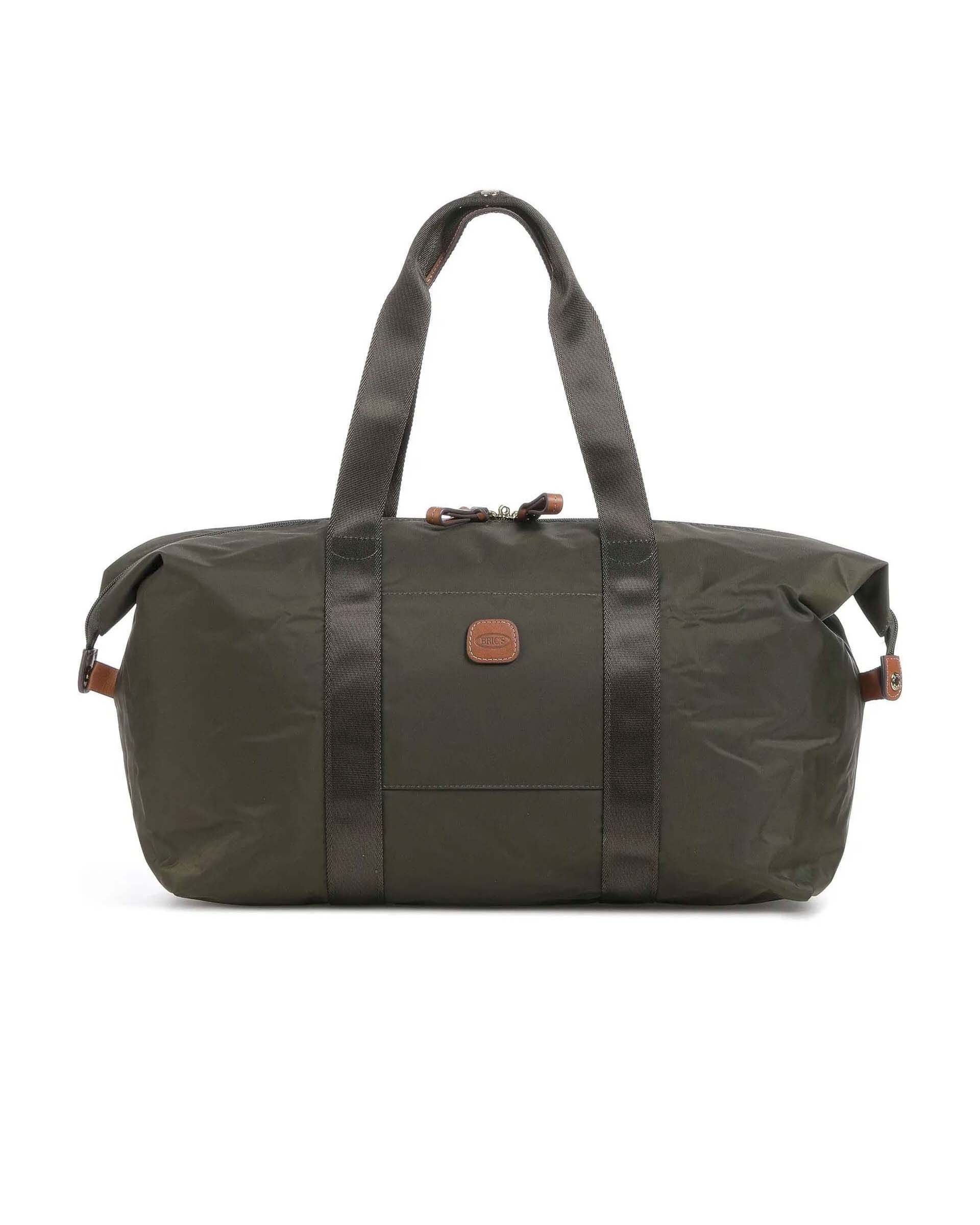 Borsone verde oliva Bric's in nylon leggero con pochette abbinata