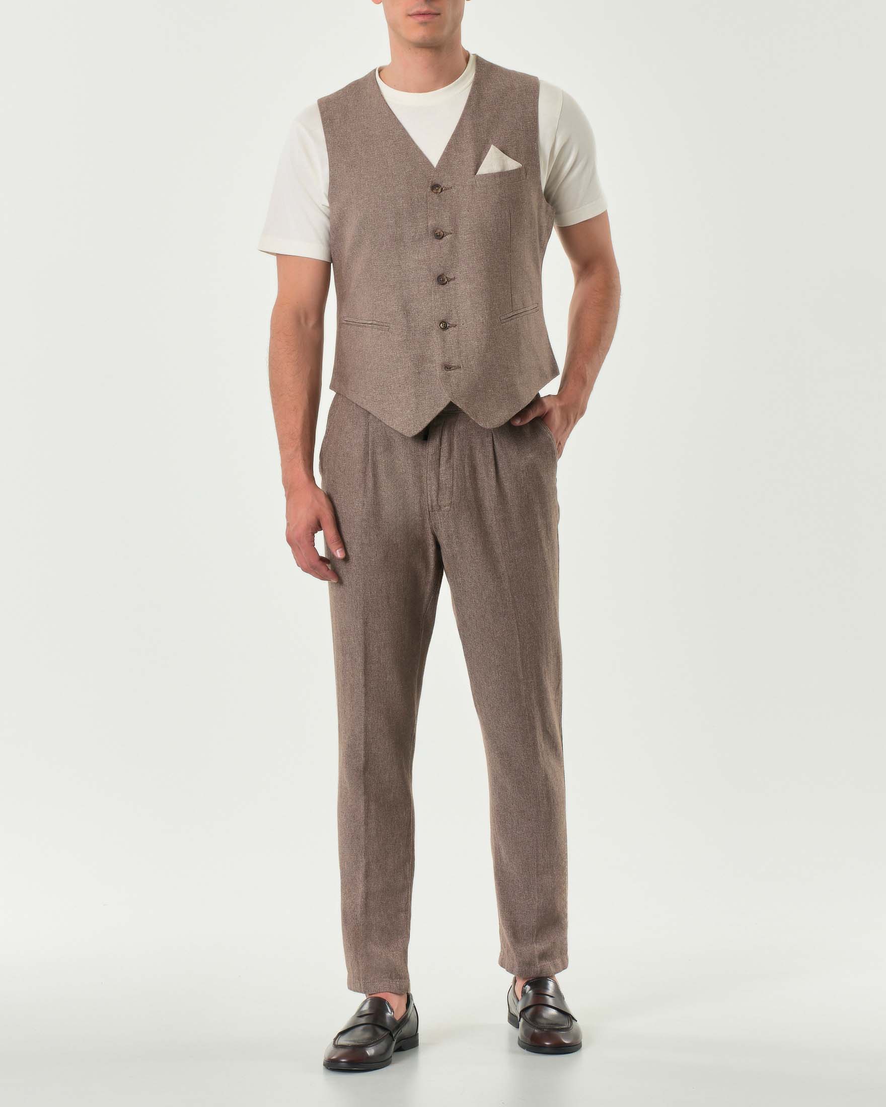 Gilet Alley Docks noce in tessuto diagonale di misto lino e cotone image