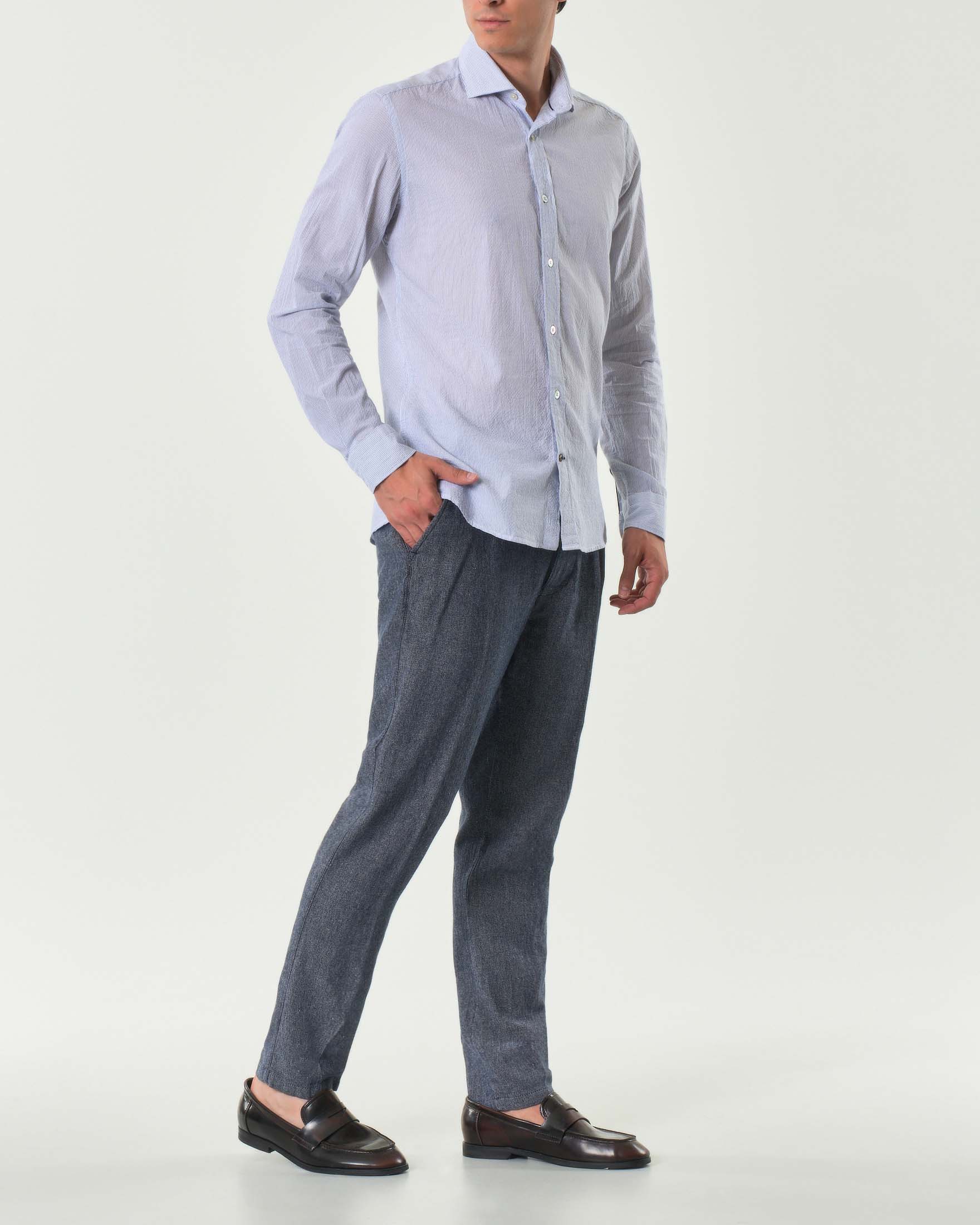 Alley Docks — Pantalaccio Alley Docks in tessuto diagonale di misto lino e cotone blu