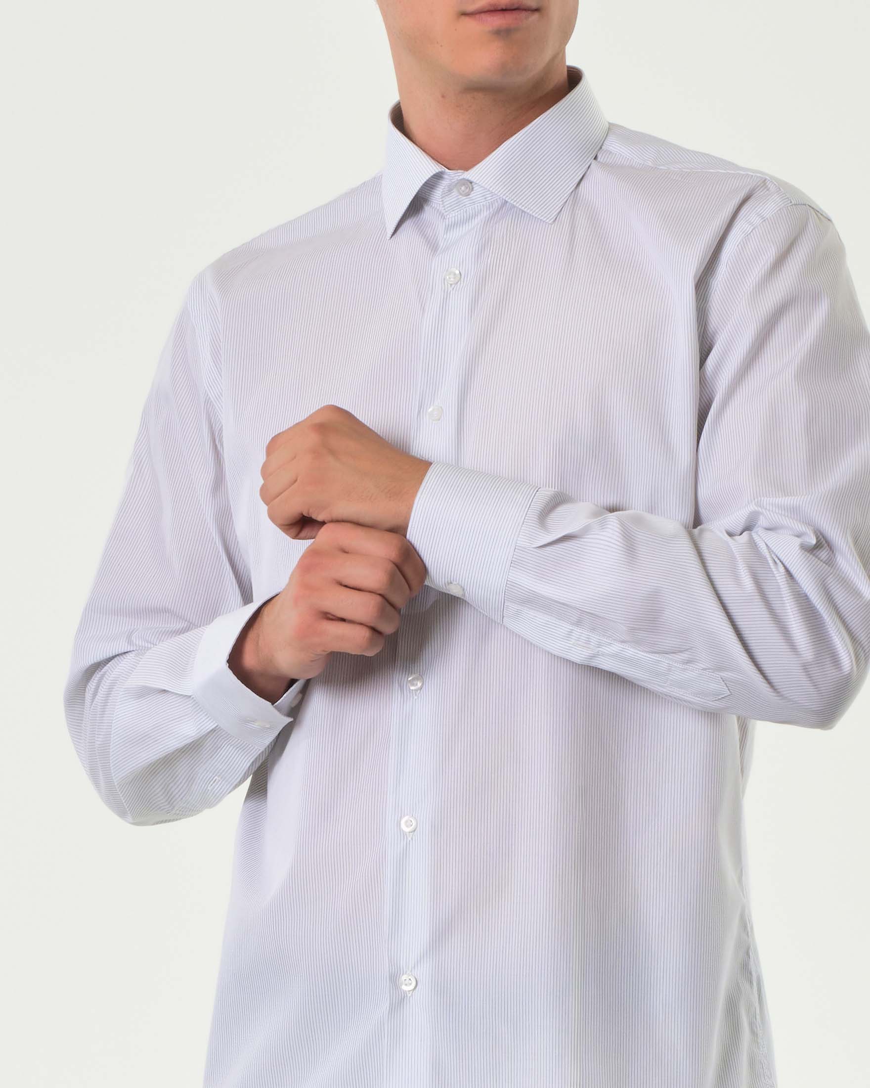 Camicia Ashki.i bianca micro riga in puro cotone image