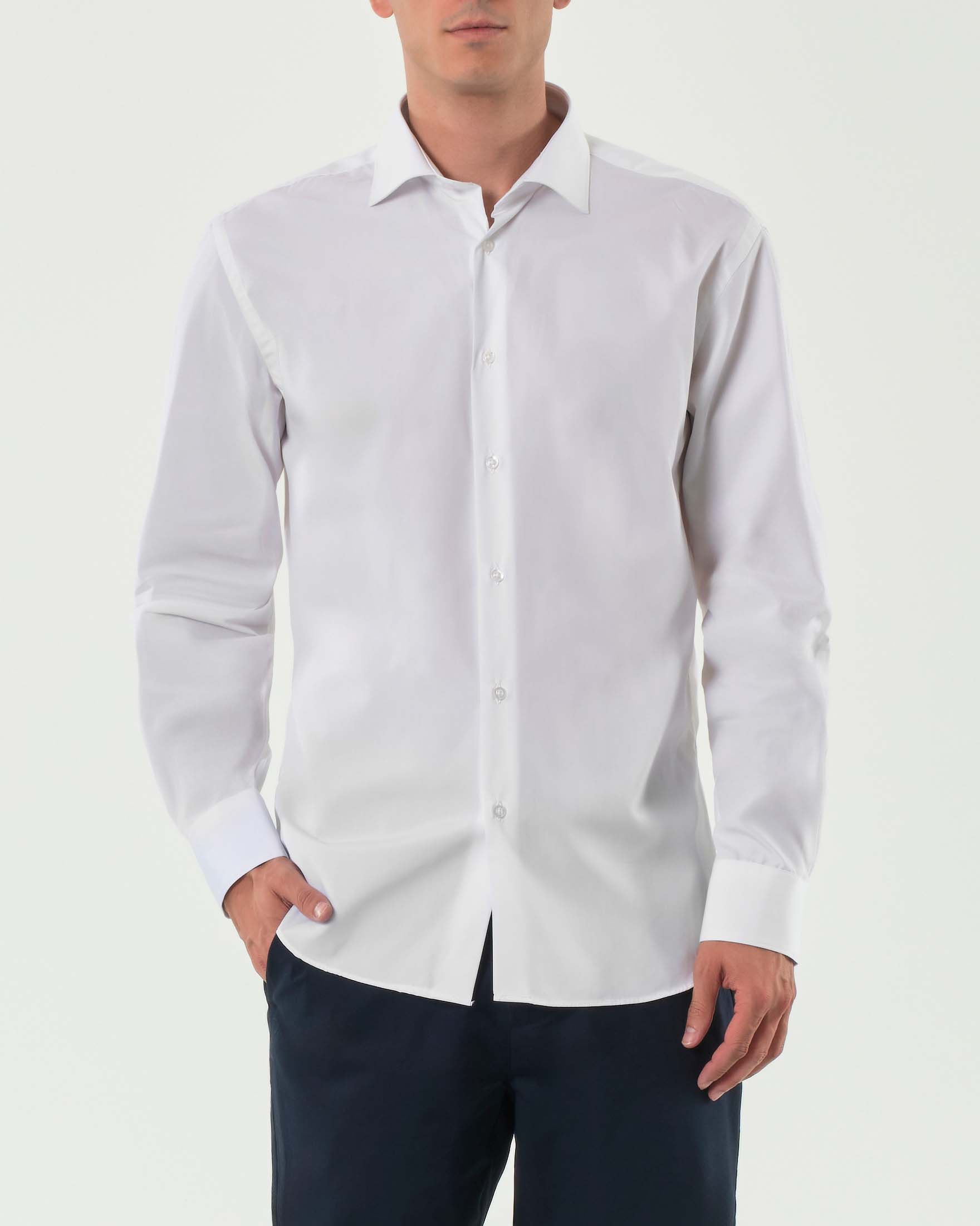Camicia bianca in popeline di puro cotone