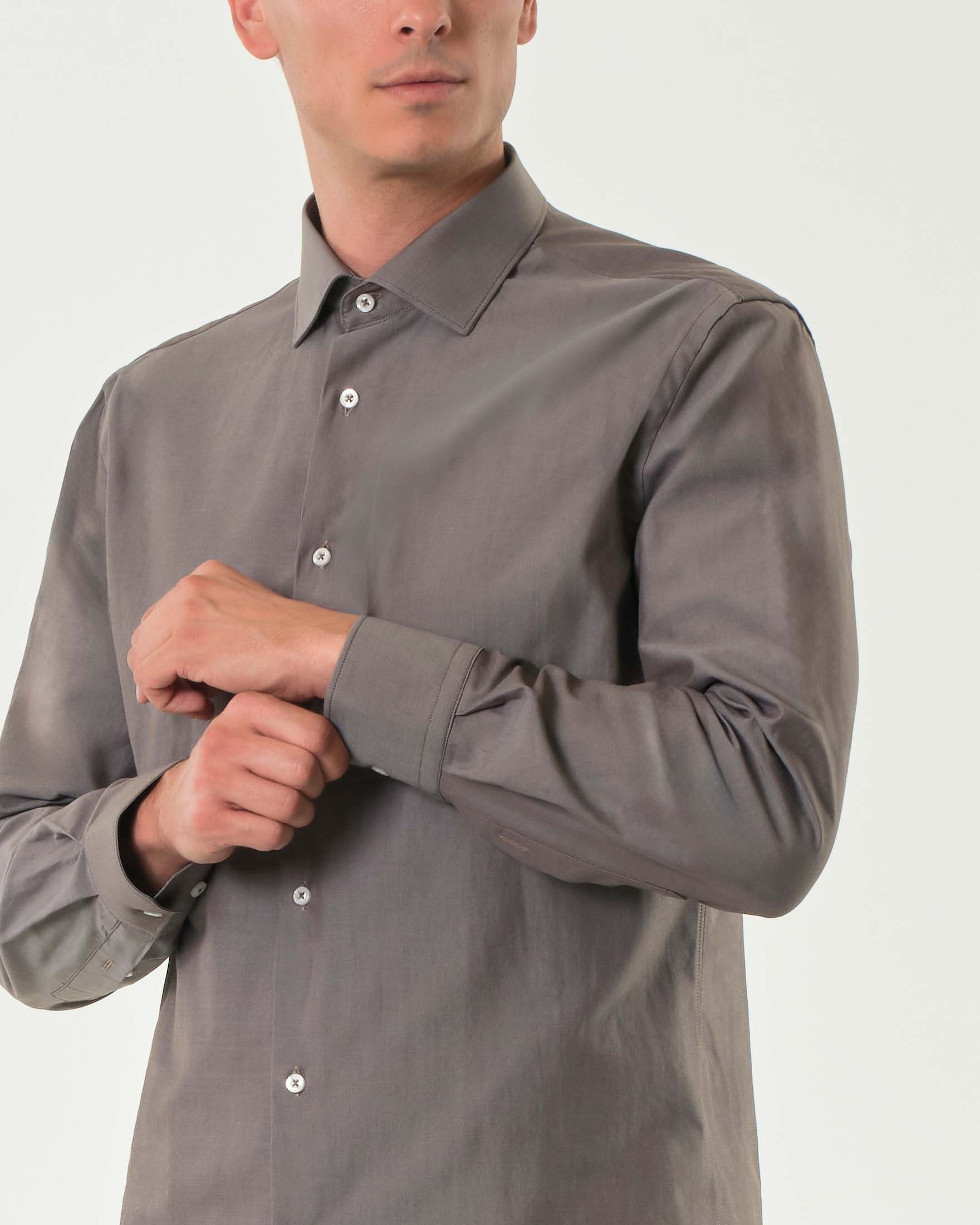 Camicia Ashki.i marrone in diagonale di puro cotone image