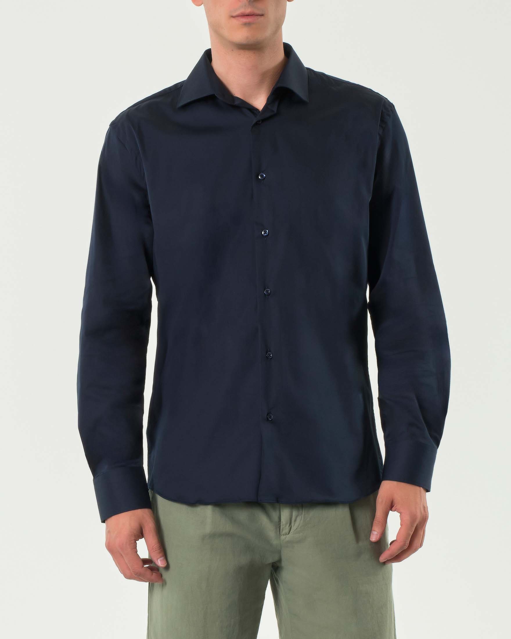 Camicia blu in cotone stretch