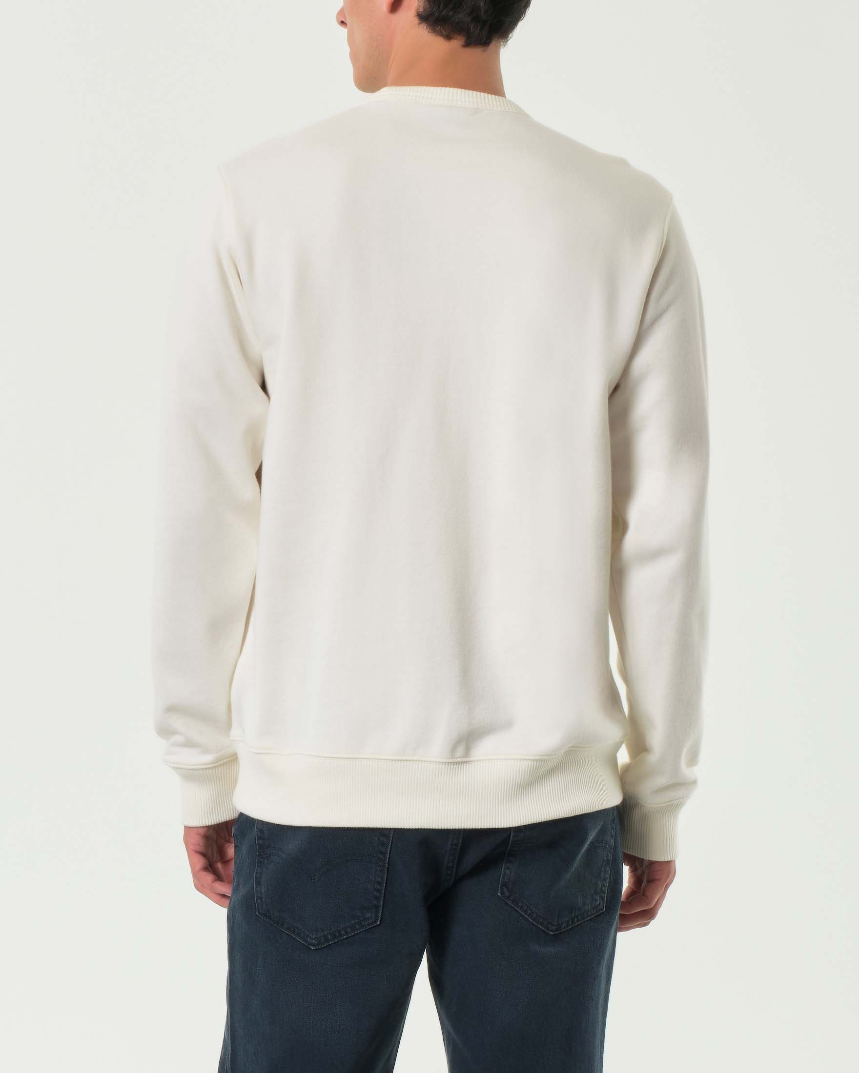 Felpa girocollo Dickies panna con maxi logo college rosso davanti