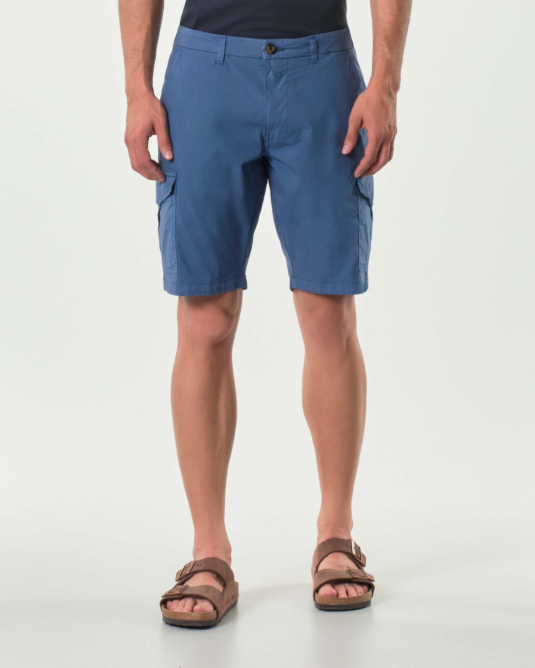 Bermuda cargo Impure blu indaco in popeline di cotone stretch image