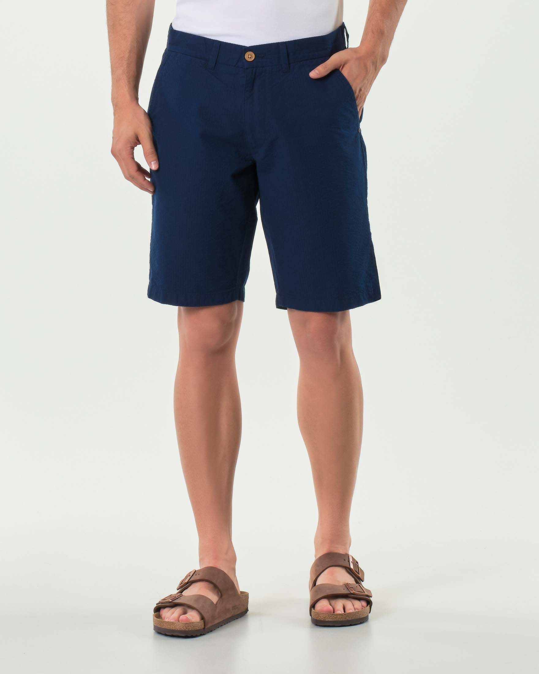 Bermuda chino Impure blu in seersucker di puro cotone