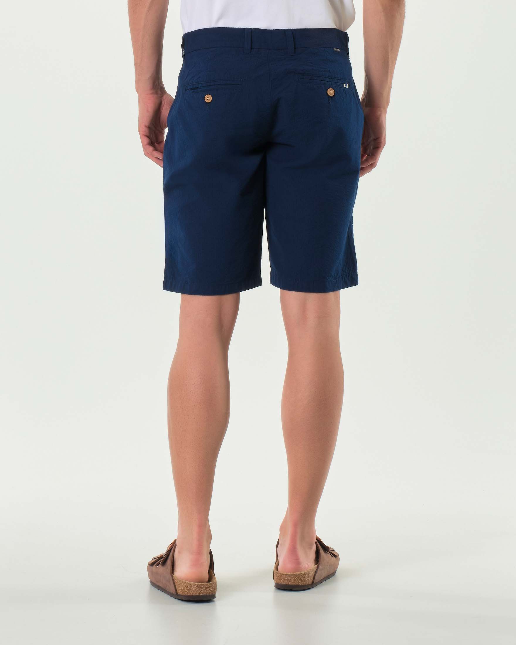 Bermuda chino Impure blu in seersucker di puro cotone