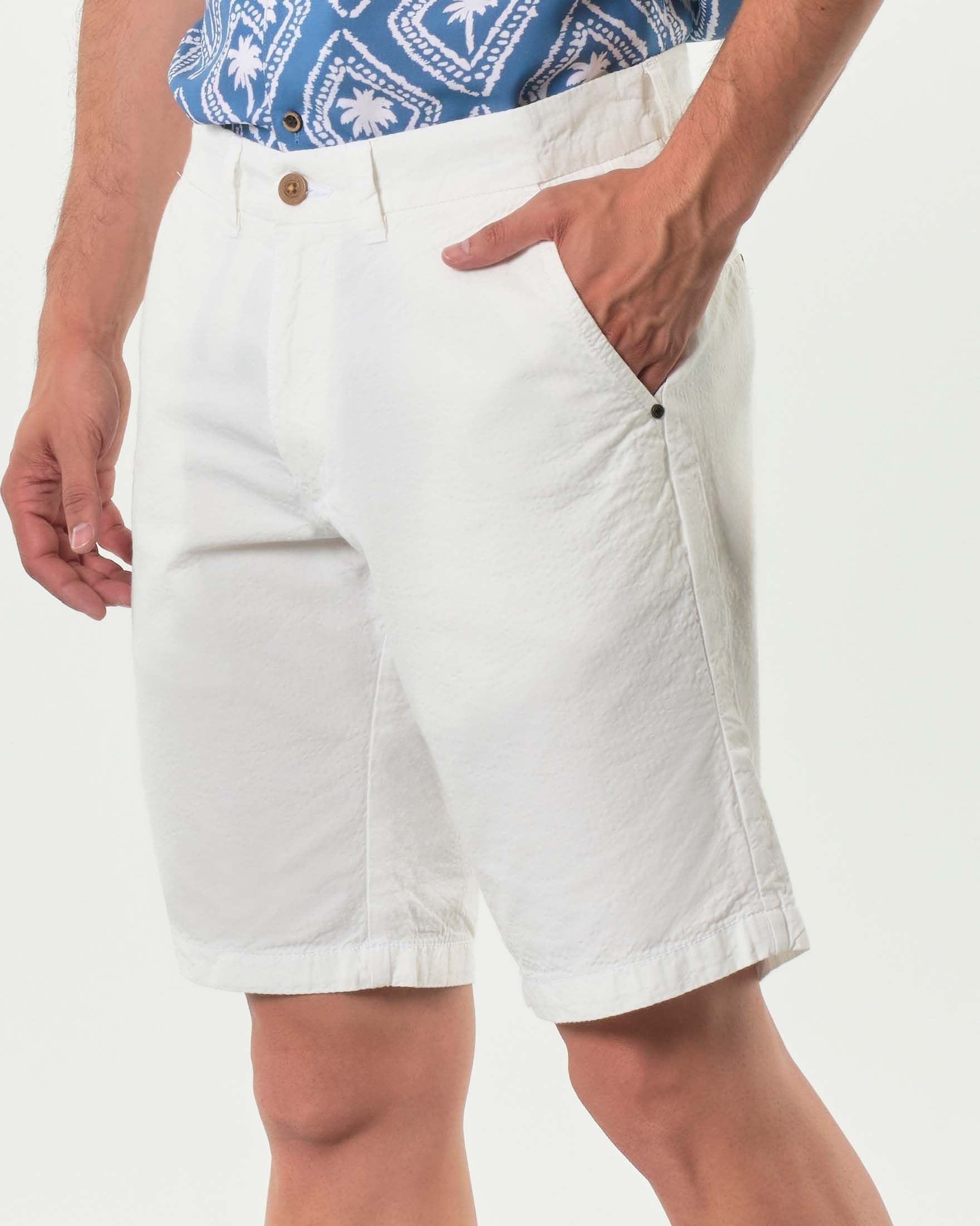 Bermuda chino Impure bianco in seersucker di puro cotone