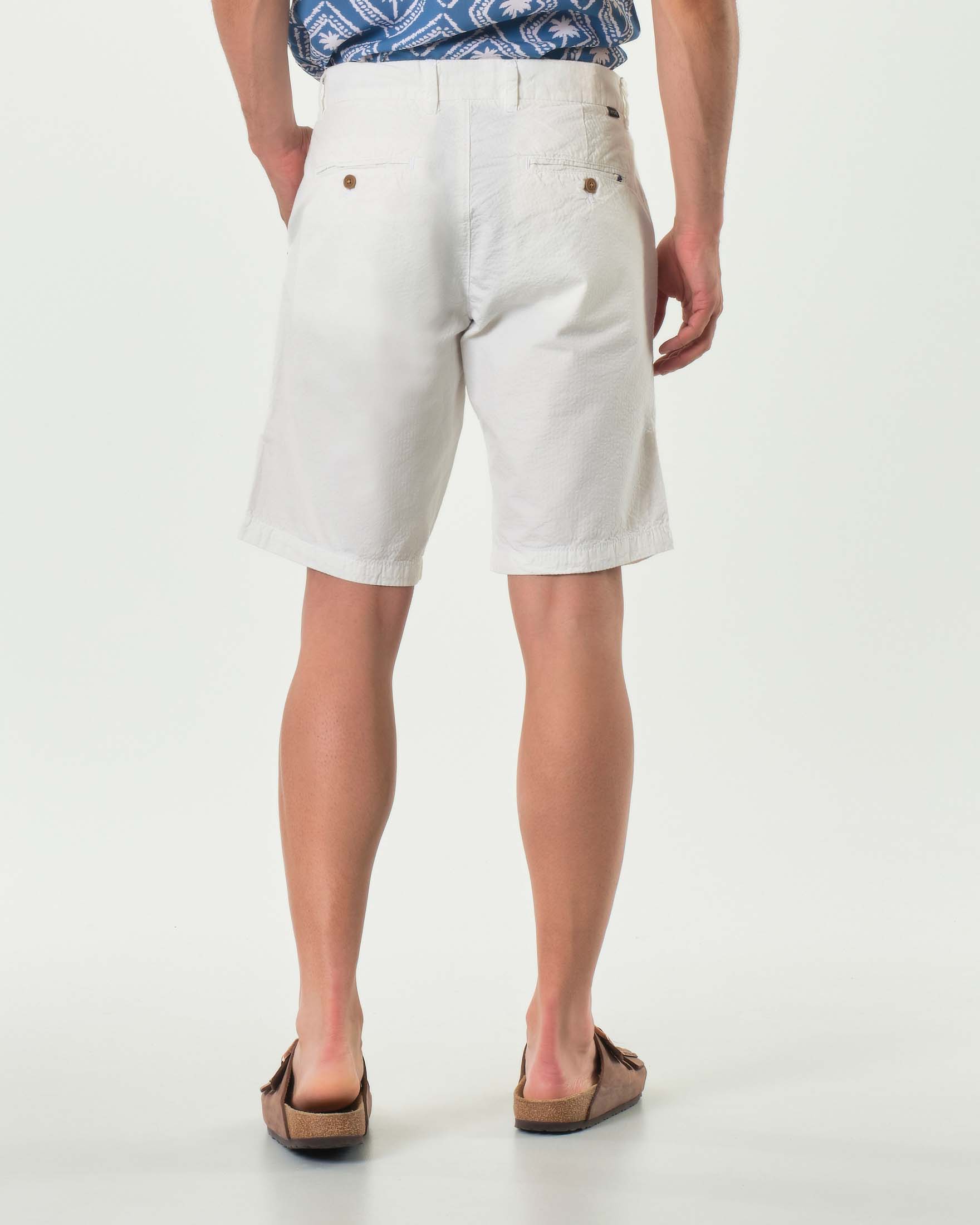 Bermuda chino Impure bianco in seersucker di puro cotone