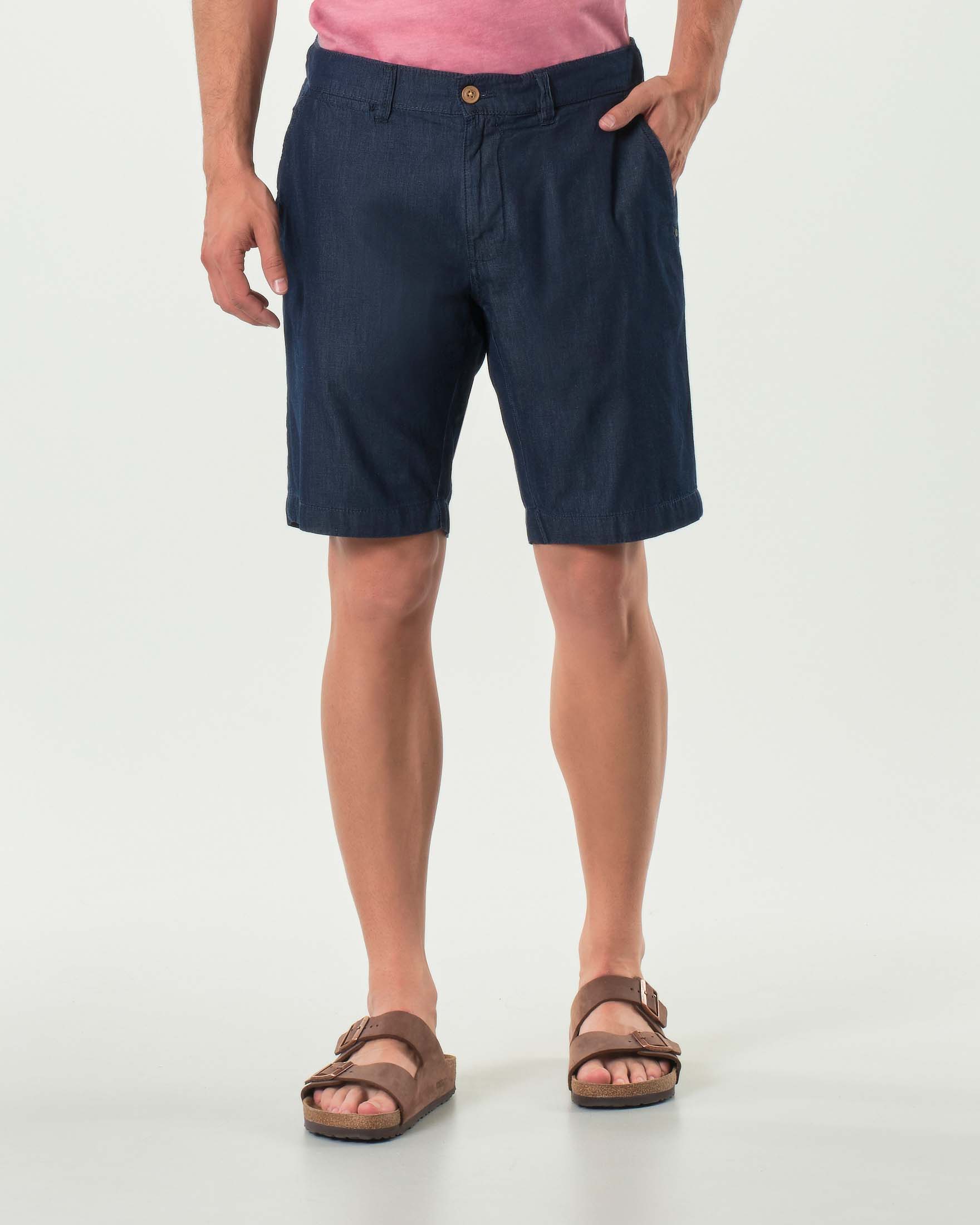 Bermuda chino Impure in denim blu di puro cotone