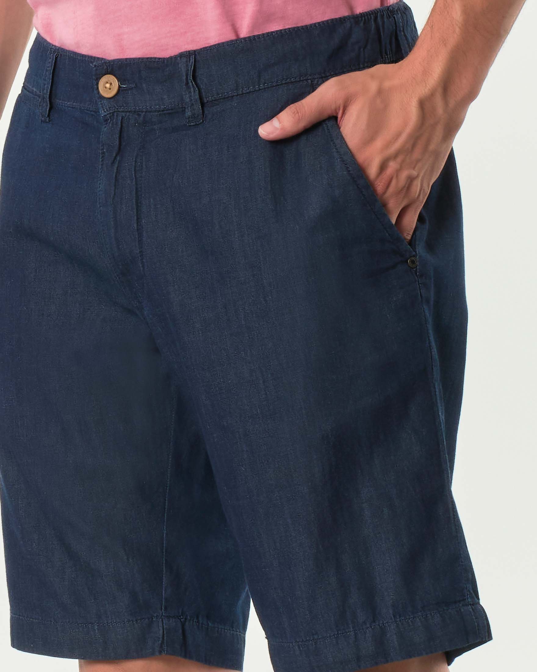 Bermuda chino Impure in denim blu di puro cotone