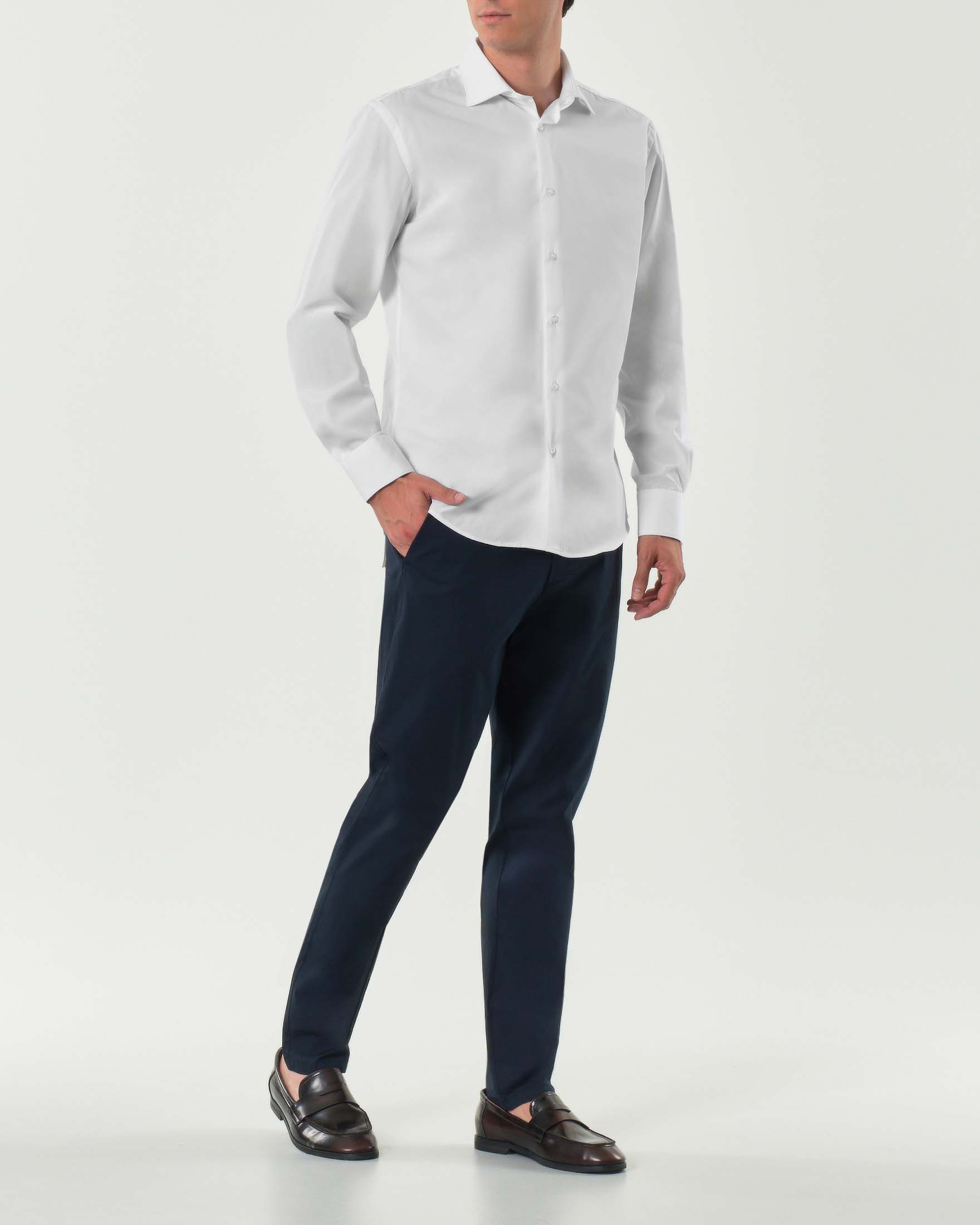 Pantalaccio blu in popeline di cotone stretch