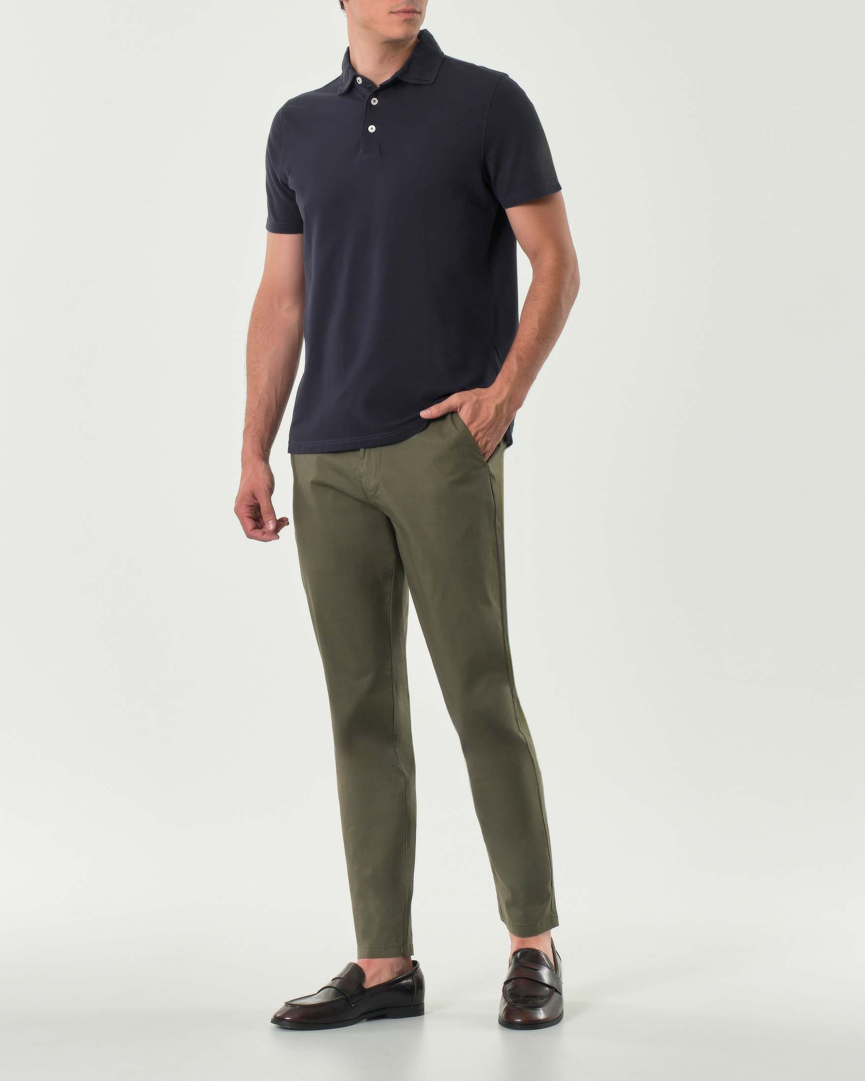 Pantalaccio verde militare in popeline di cotone stretch