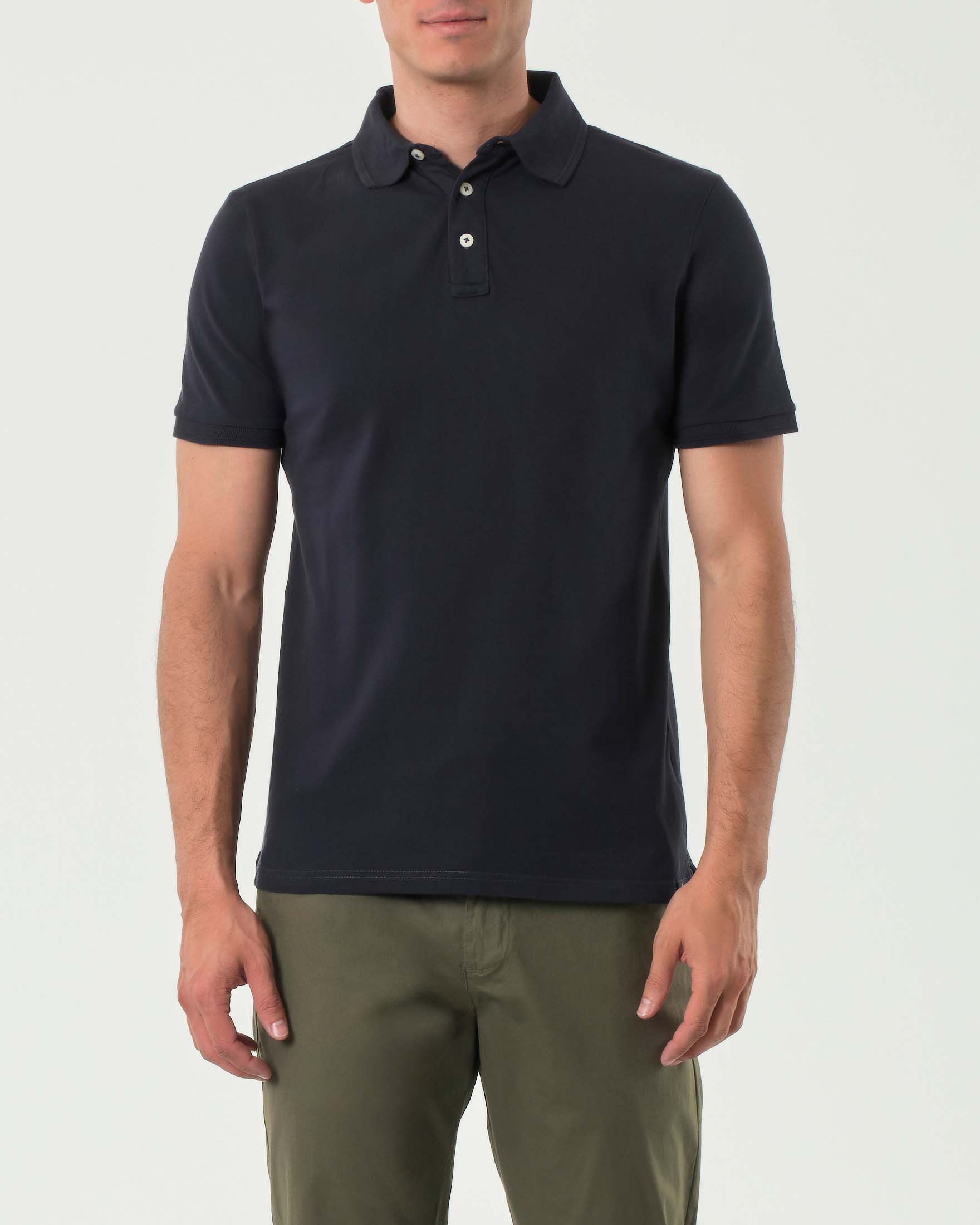 Polo mezza manica Impure blu in micro piquet di cotone stretch