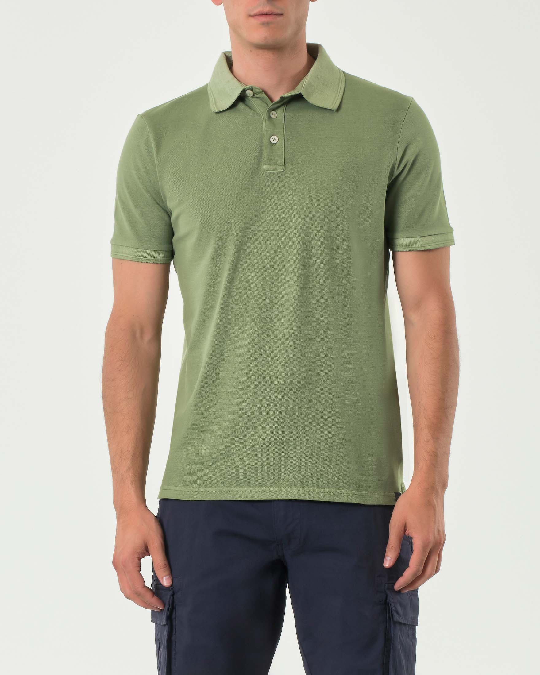 Polo mezza manica salvia in micro piquet di cotone stretch