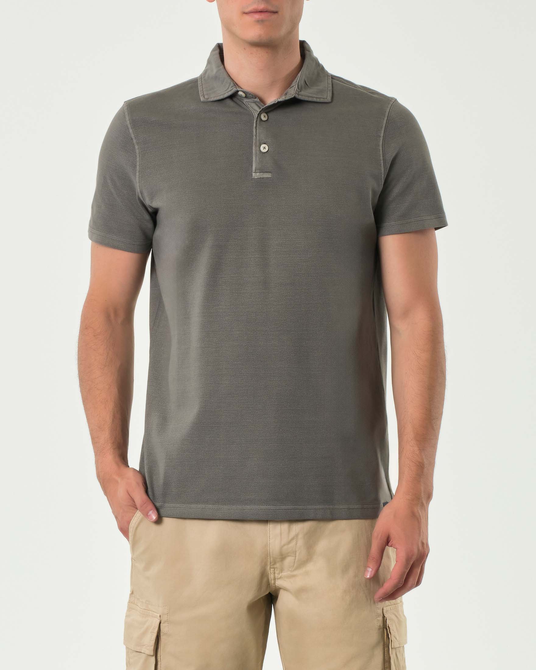 Polo mezza manica grigia in micro piquet di cotone stretch