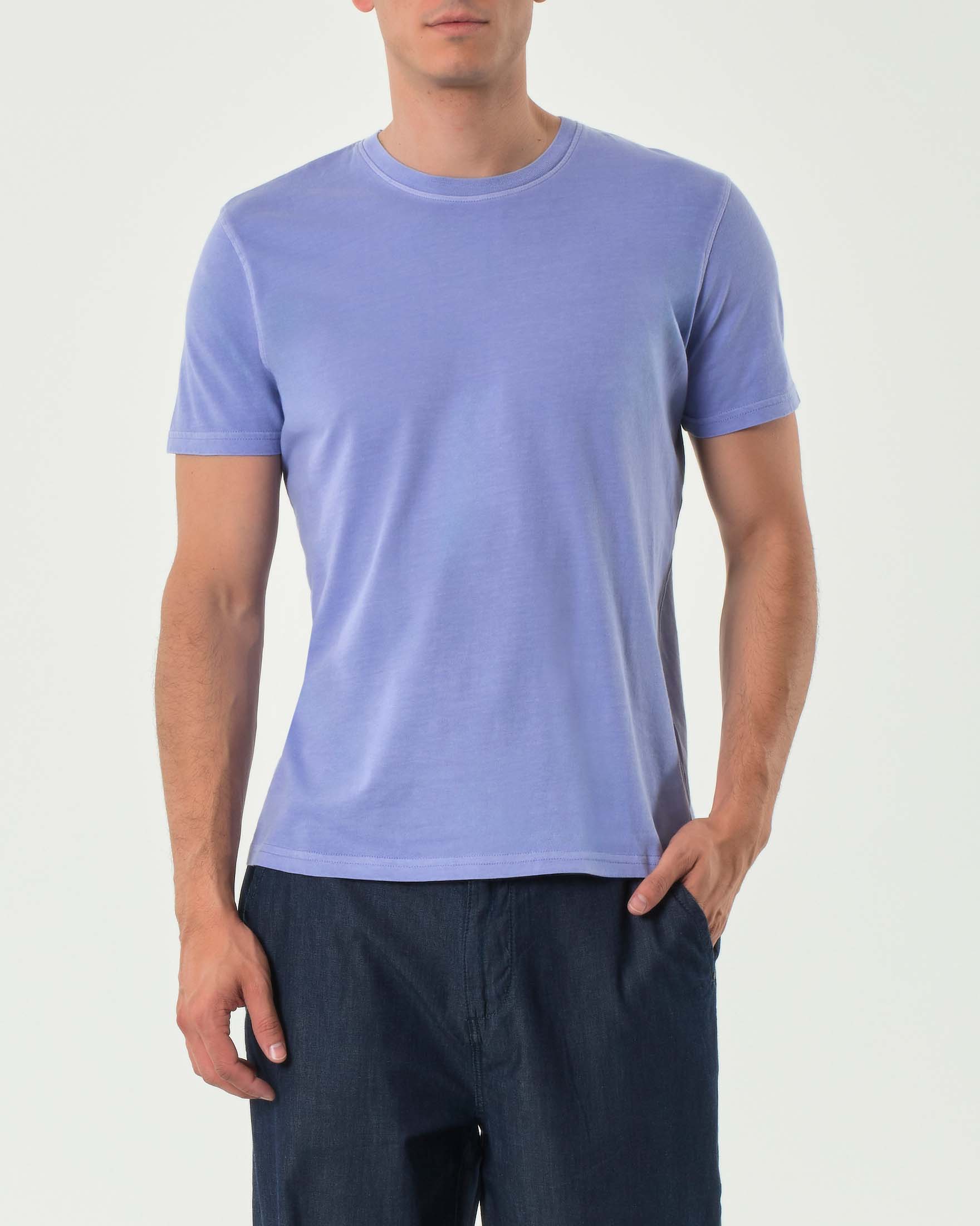 T-shirt mezza manica lilla in cotone fiammato