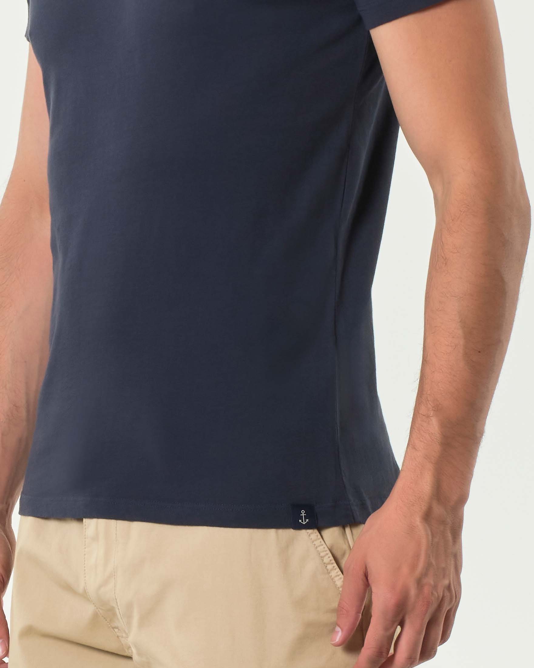 T-shirt serafino mezza manica Impure blu navy in puro cotone image