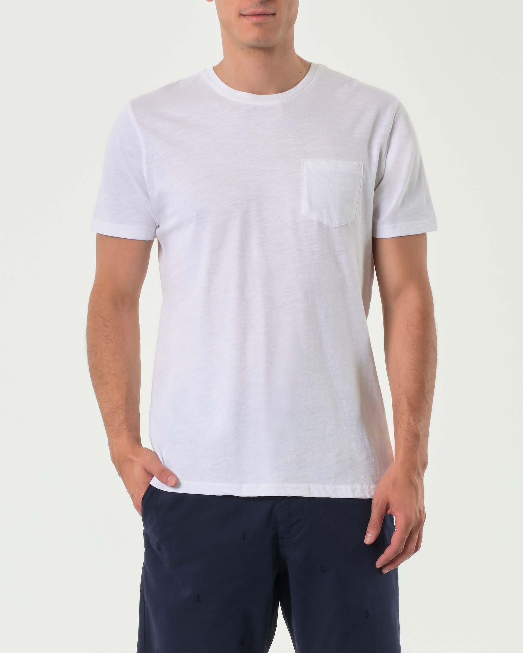 Impure — T-shirt mezza manica Impure bianca in cotone fiammato con taschino
