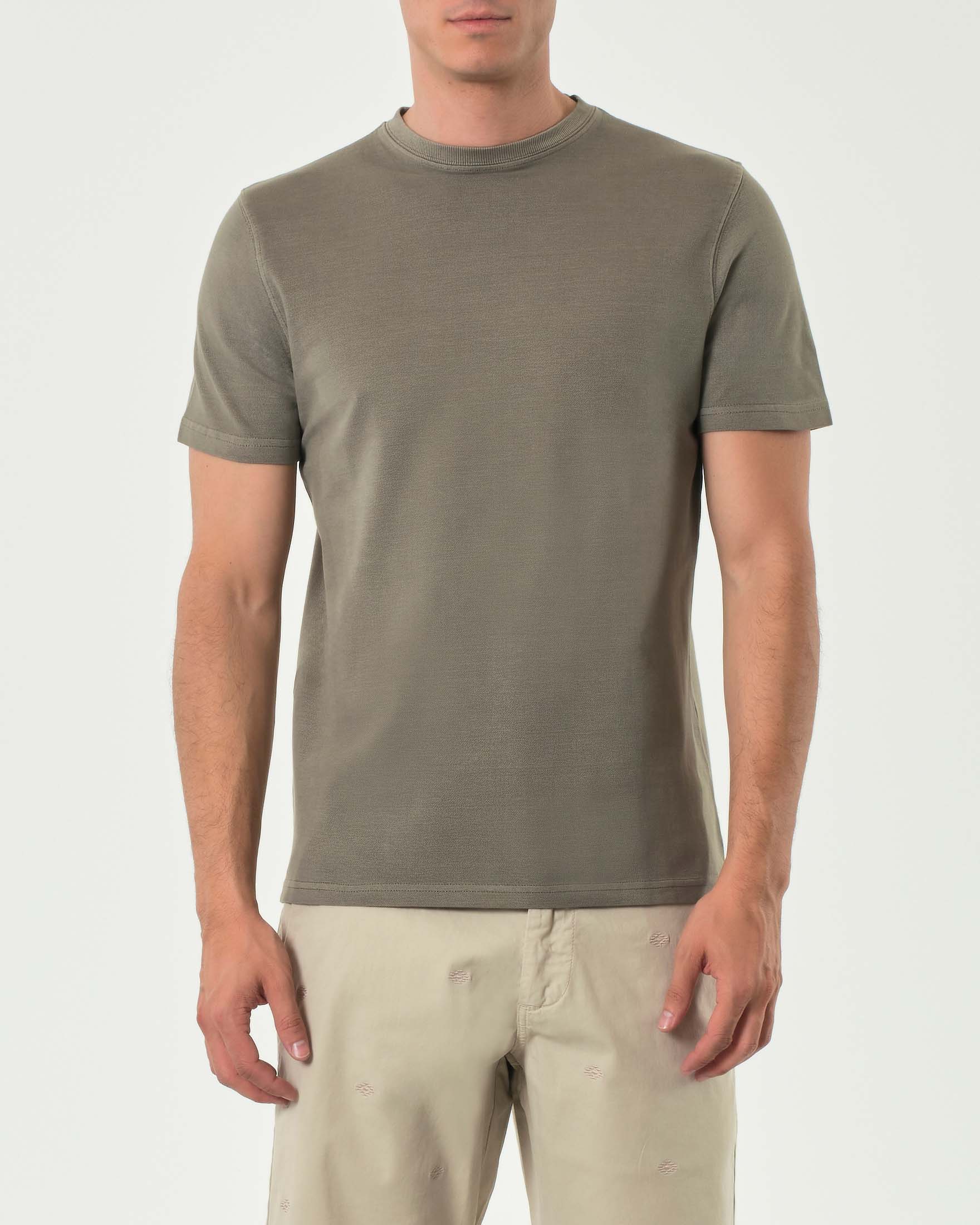 T-shirt mezza manica fango in micro piquet di cotone stretch