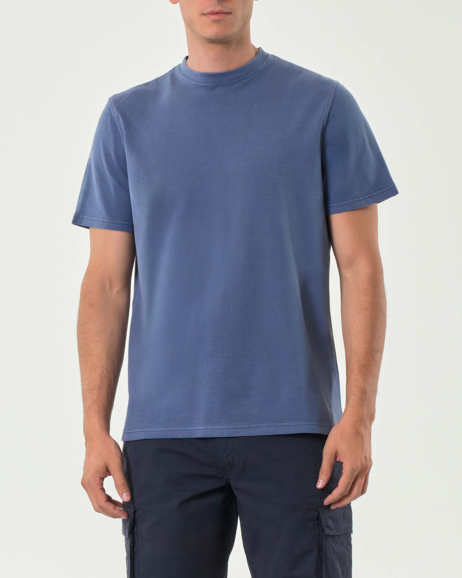 T-shirt mezza manica avio in micro piquet di cotone stretch
