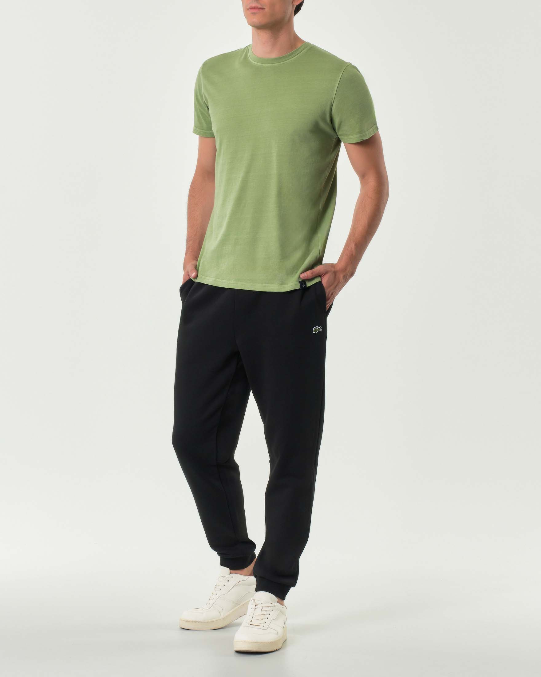 Lacoste — Pantaloni Lacoste neri in felpa di cotone tapered-fit