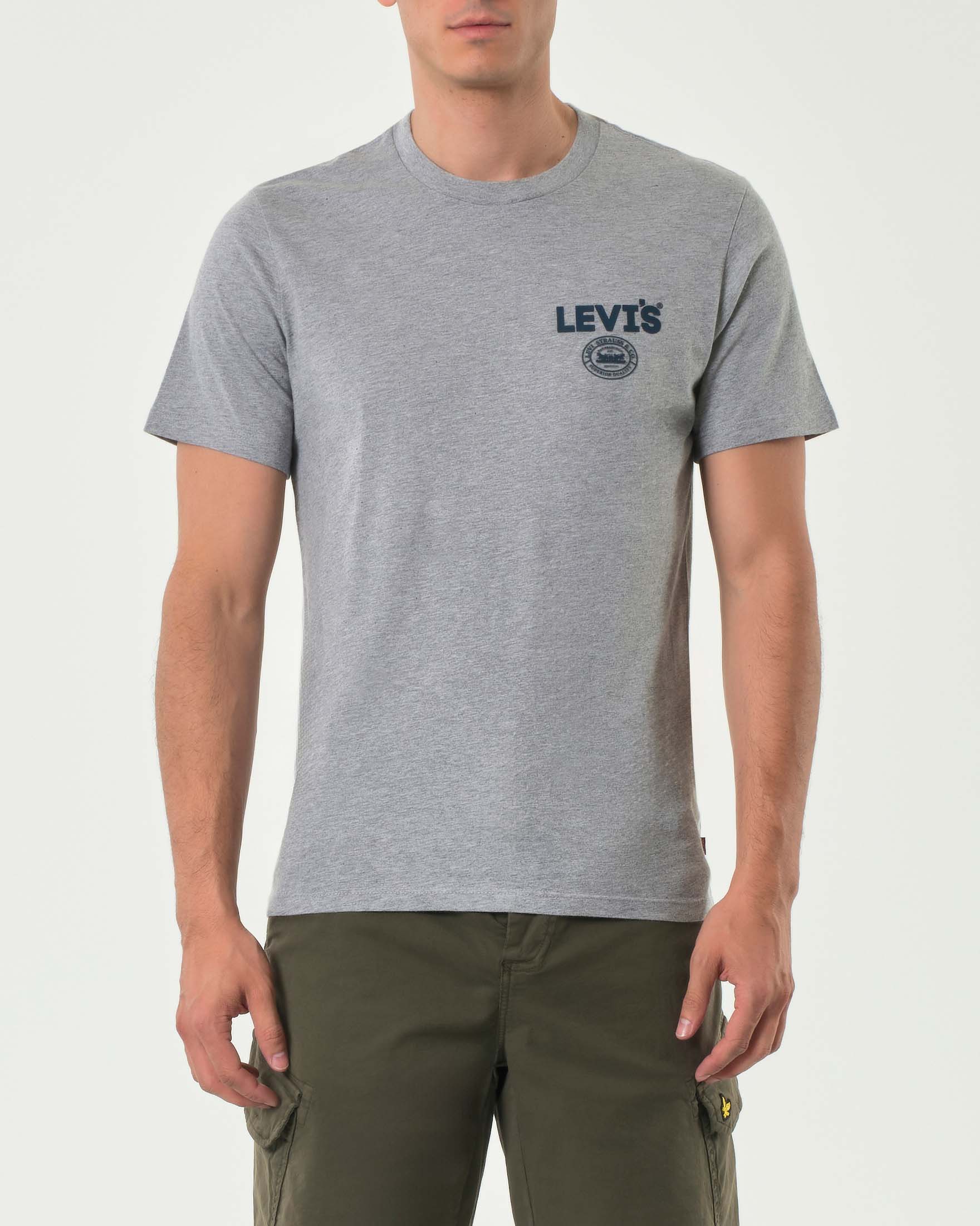 T-shirt Levi's grigio melange standard fit con logo gommato sul petto
