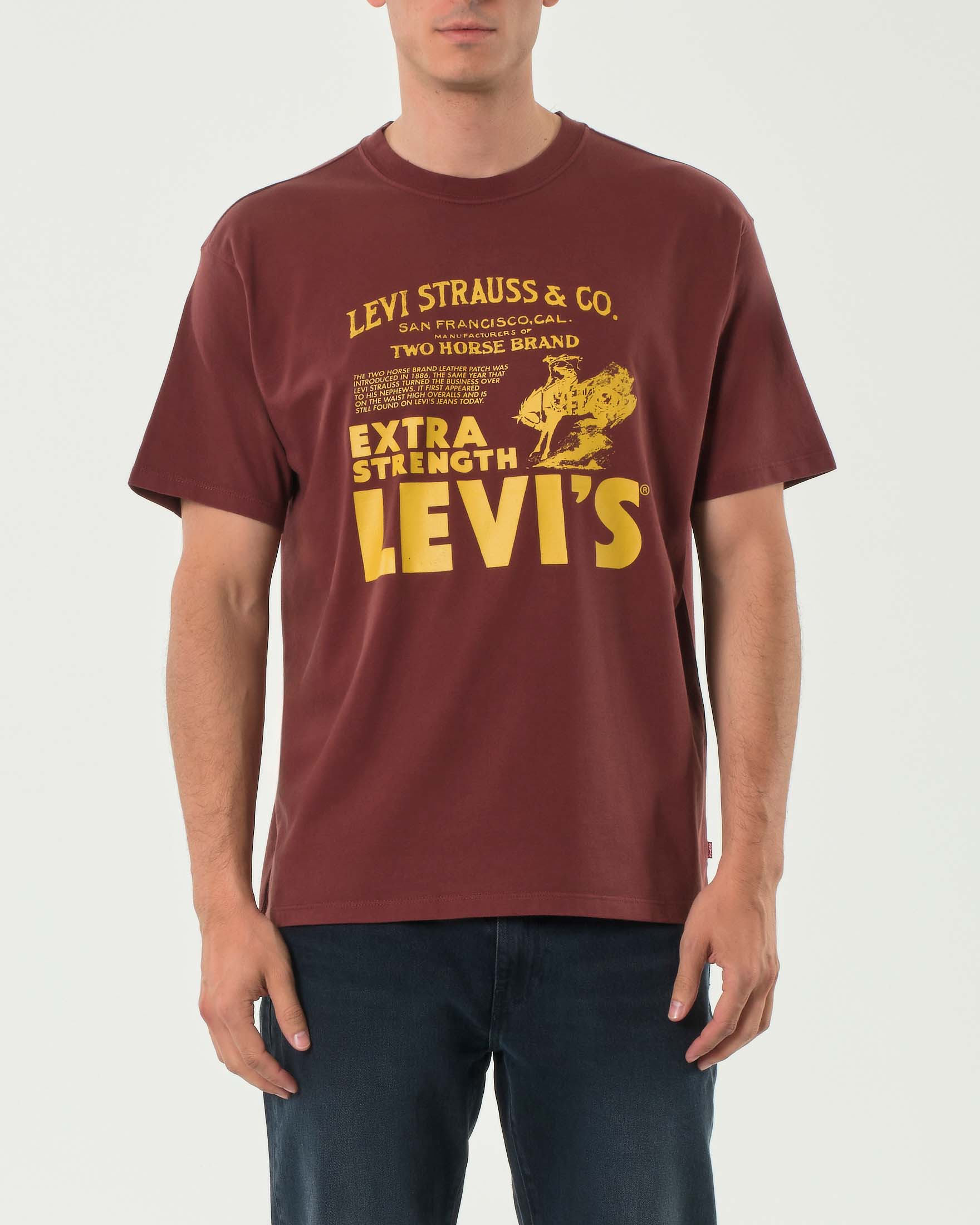 T-shirt mezza manica Levi's bordeaux con grafica logo vintage davanti