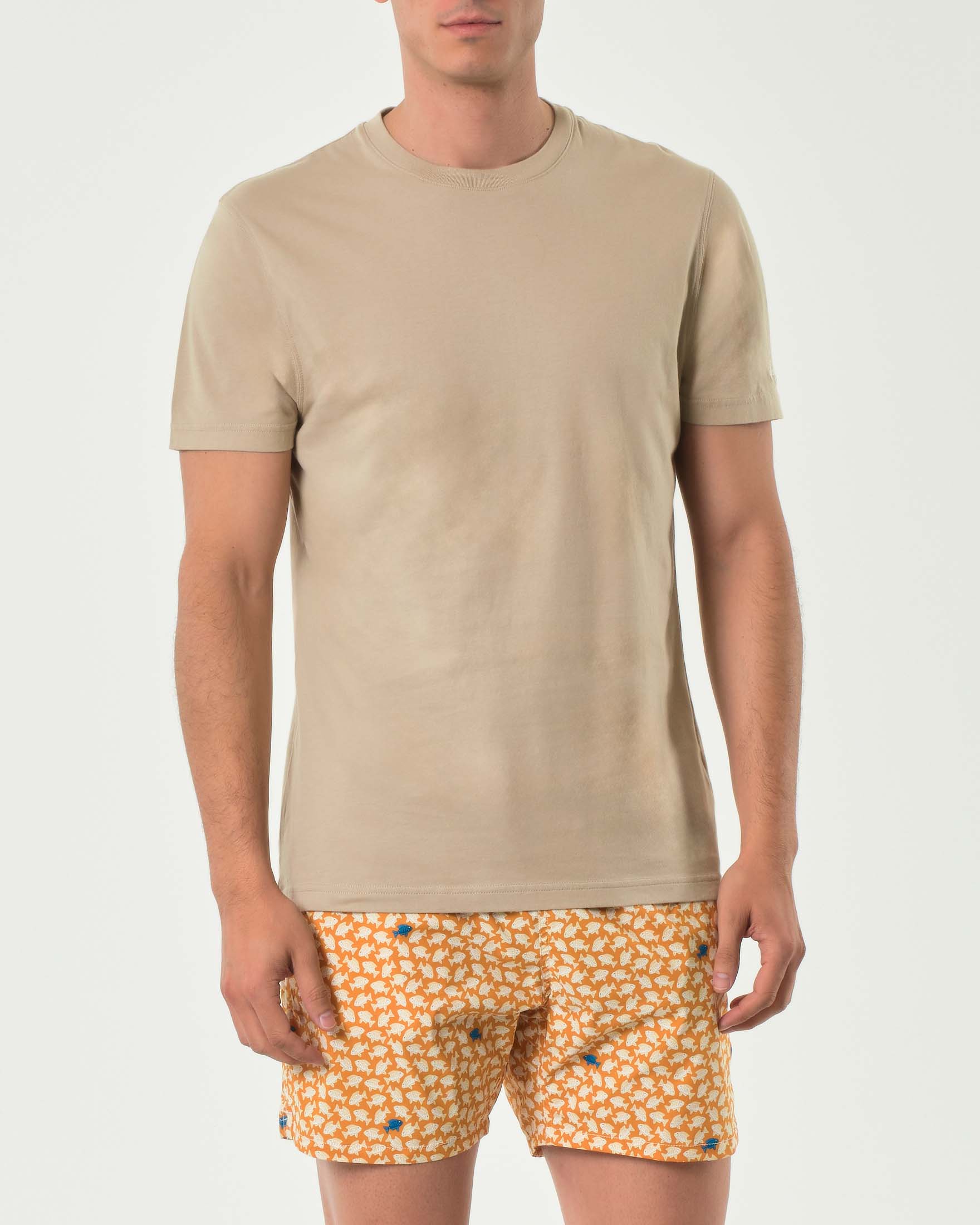 T-shirt MC2 Saith Barth sabbia mezza manica con logo ricamato in tono sulla manica