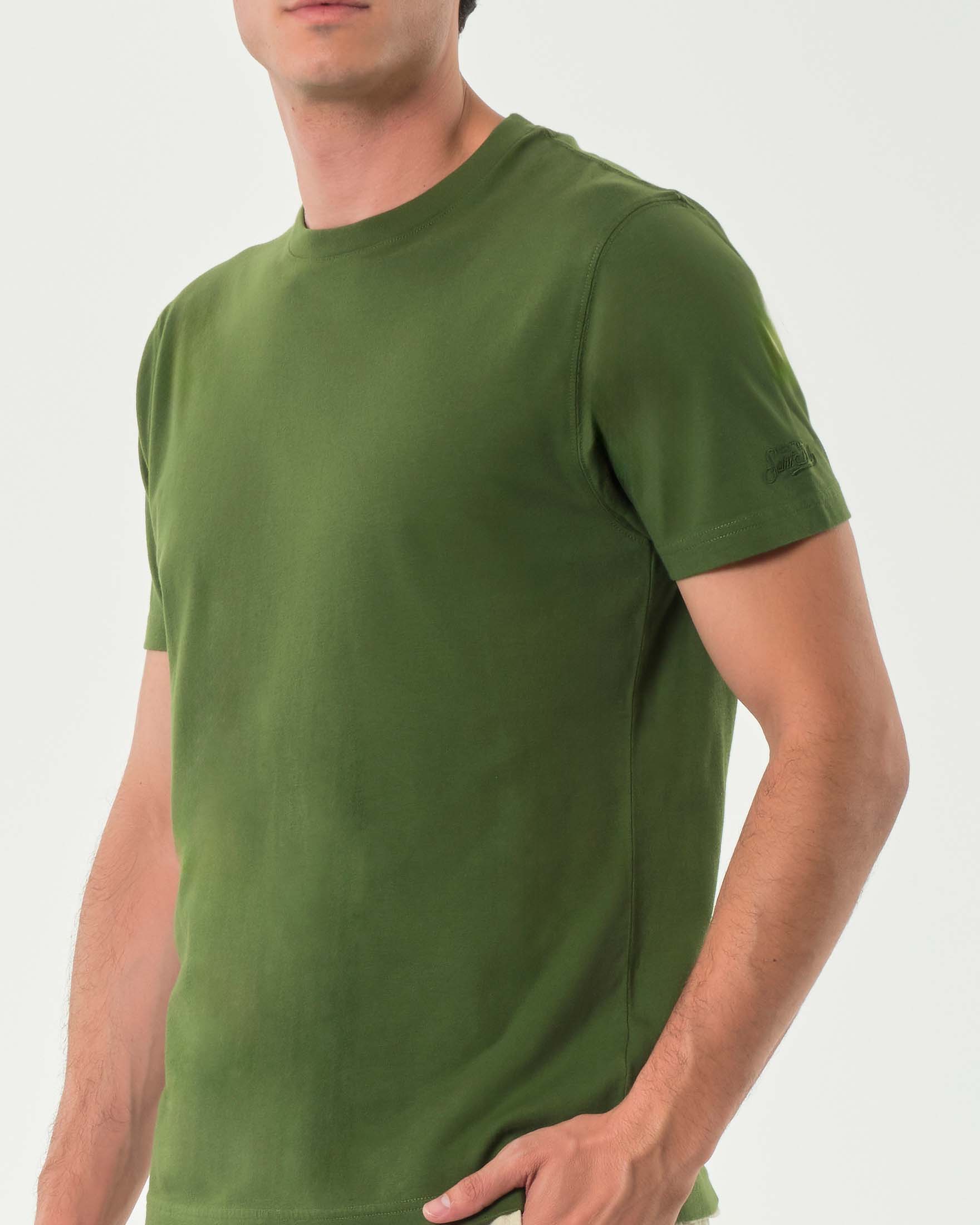 T-shirt MC2 Saith Barth verde militare mezza manica con logo ricamato in tono sulla manica image