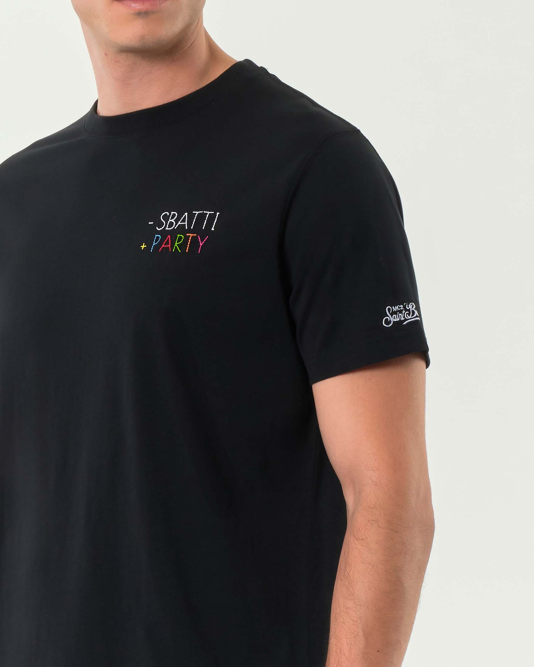 T-shirt MC2 Saint Barth nera con ricamo - Sbatti + Party sul petto image