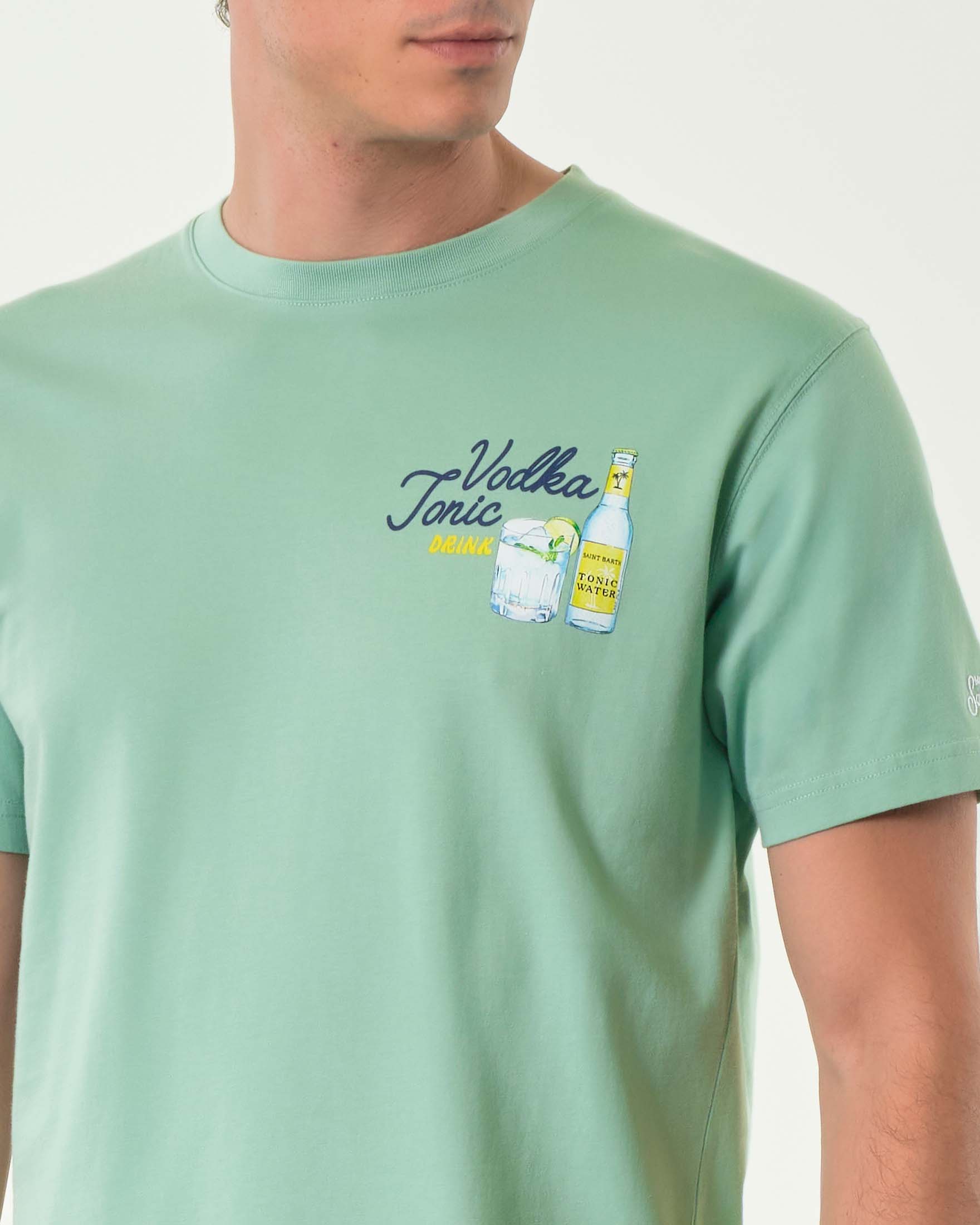 T-shirt MC2 Saint Barth salvia con stampa Vodka Tonic piccola sul petto e maxi sul retro image