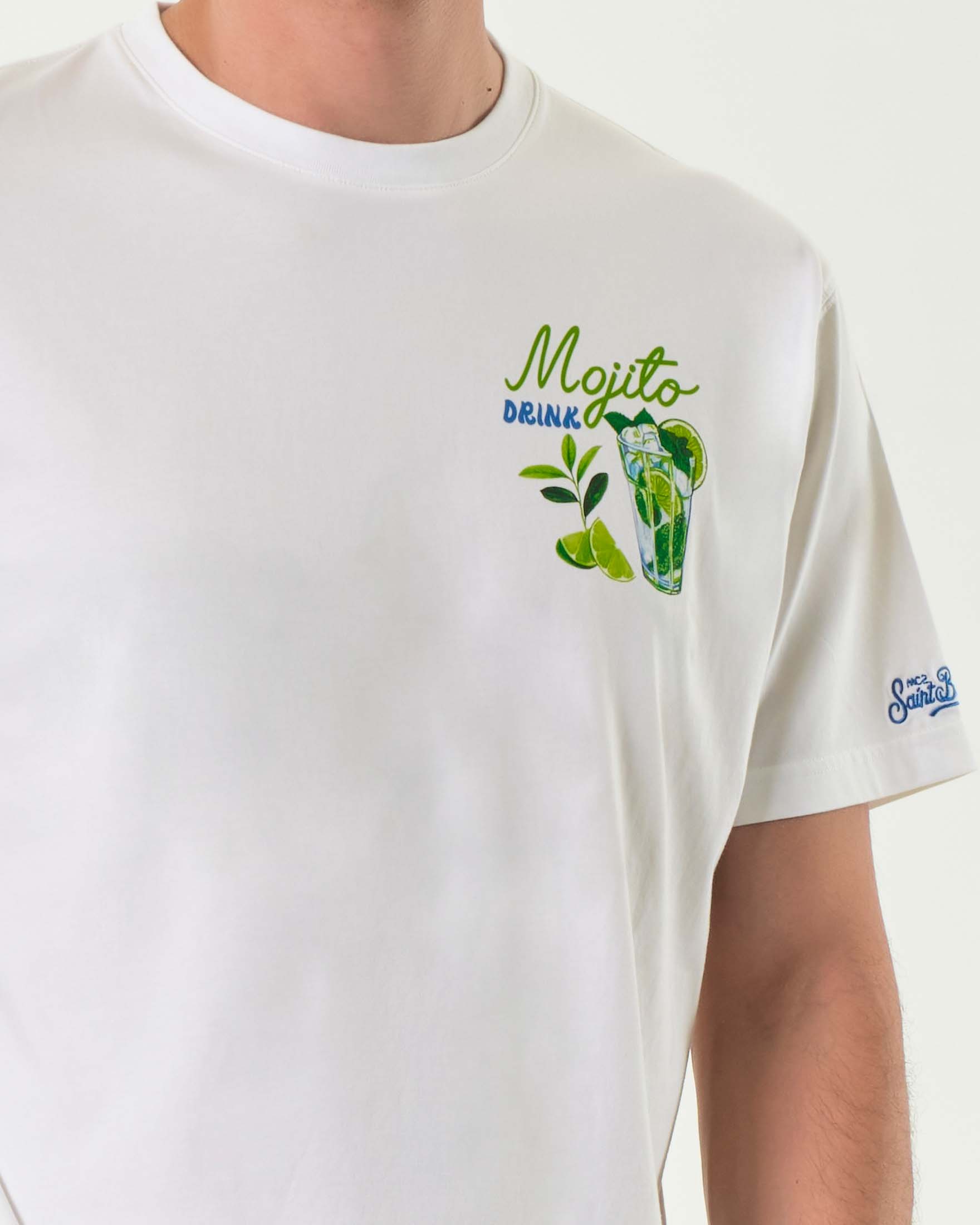 T-shirt MC2 Saint Barth bianca con stampa Mojito piccola sul petto e maxi sul retro image