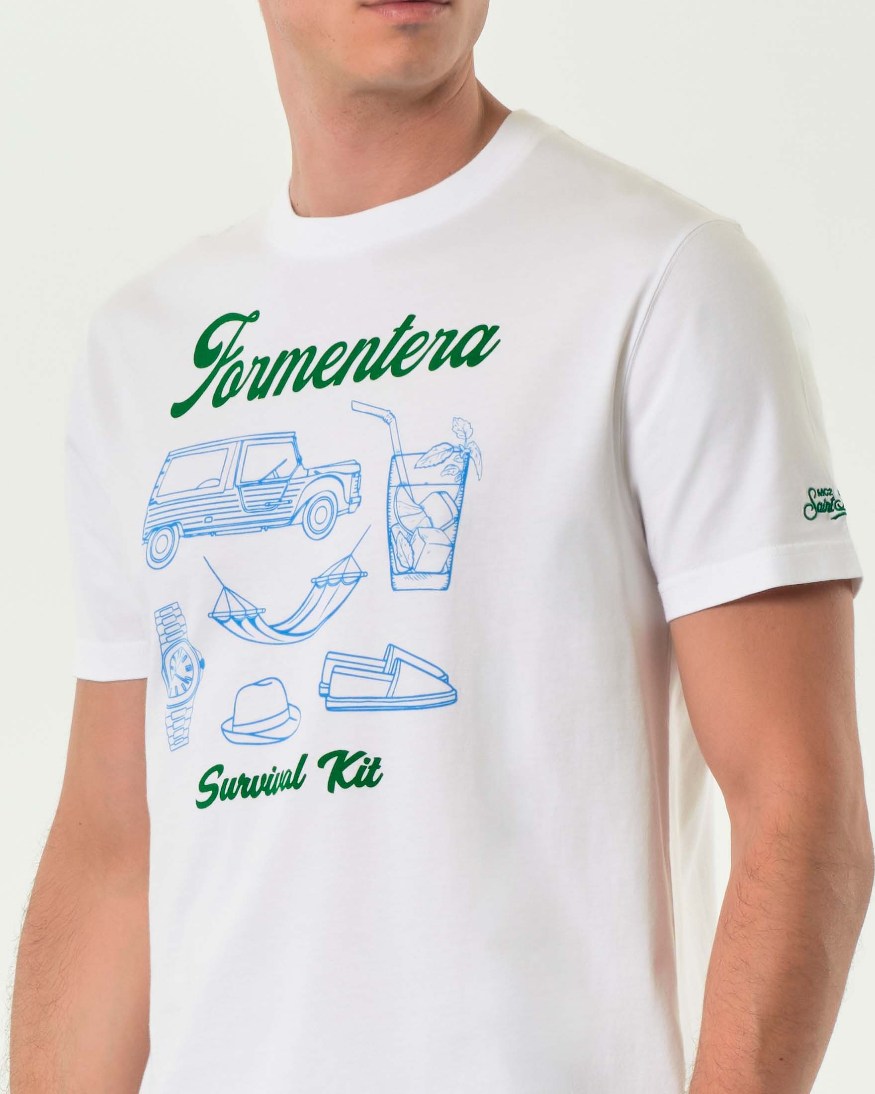 T-shirt MC2 Saint Barth bianca con maxi stampa Formentera Survival Kit davanti image
