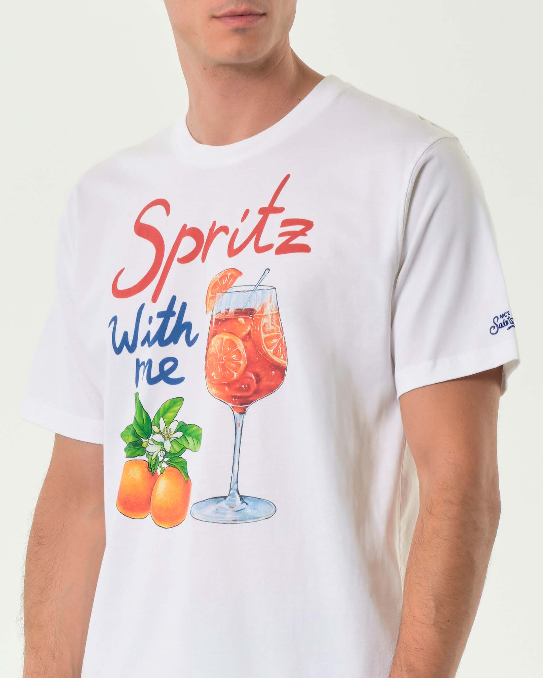 T-shirt MC2 Saint Barth bianca con maxi stampa Spritz With Me davanti image