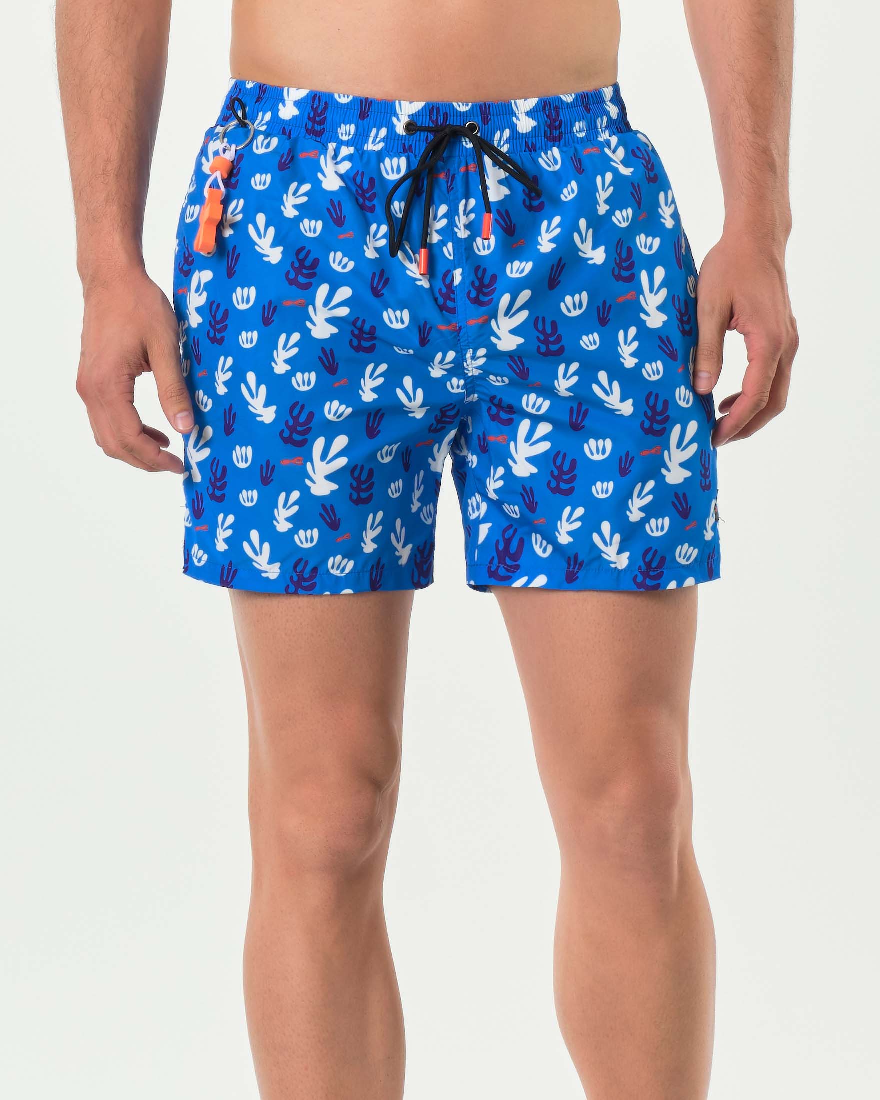 Boxer mare blu royal con stampa coralli