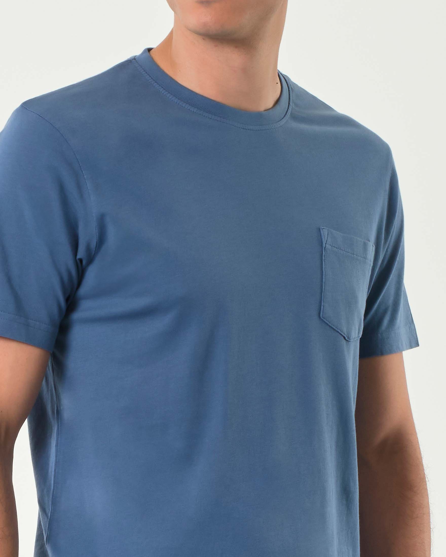 T-shirt mezza manica Paul Baker avio in jersey tinto in capo con taschino image
