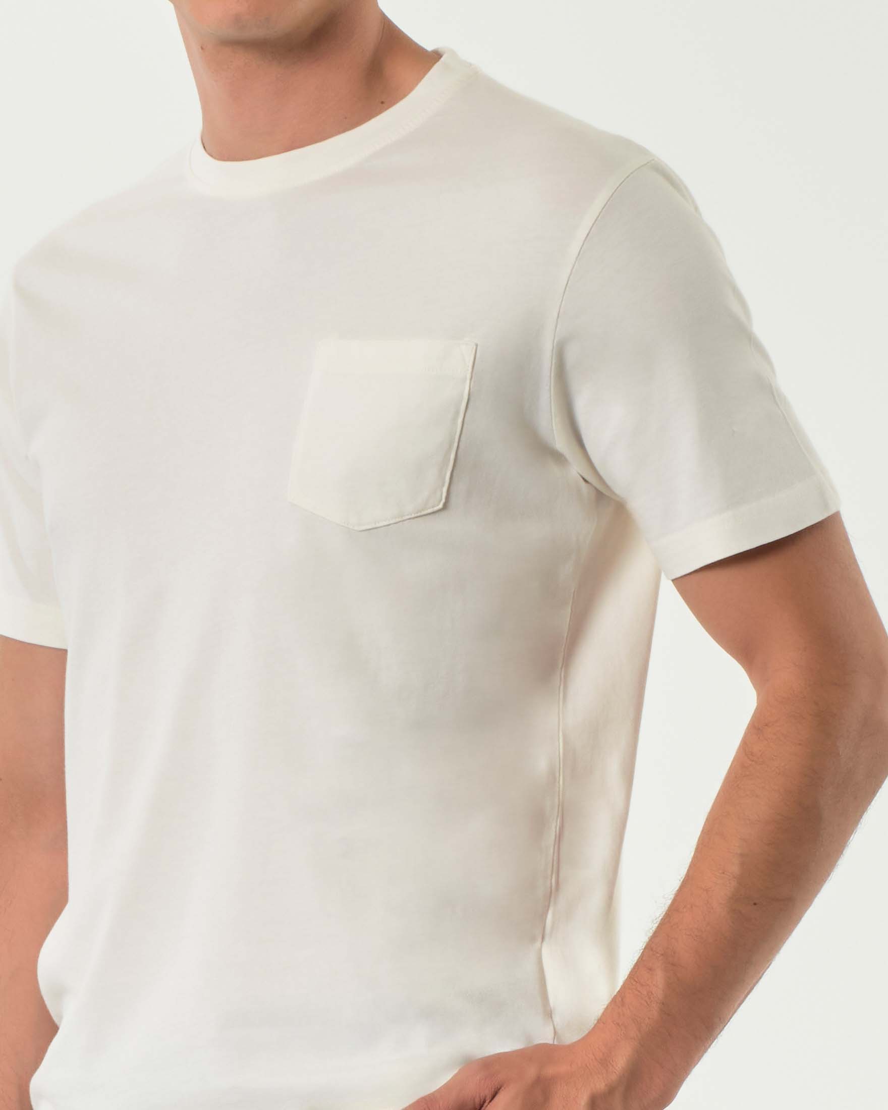 T-shirt mezza manica Paul Baker panna in jersey tinto in capo con taschino image
