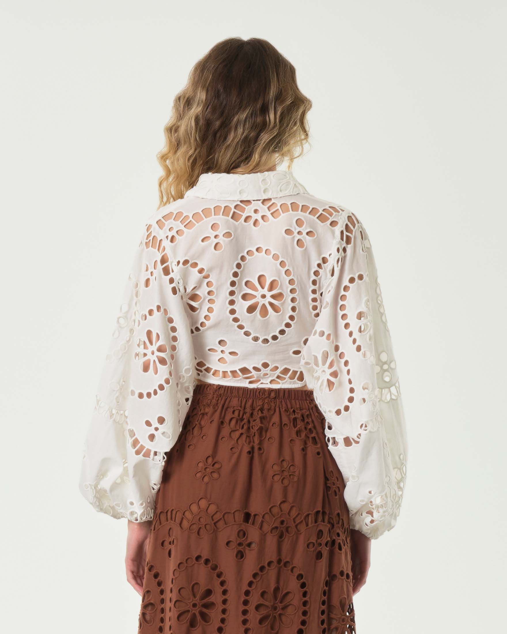 Typing Software Camicia Pizzo San Gallo Blusa Camicia Bianca