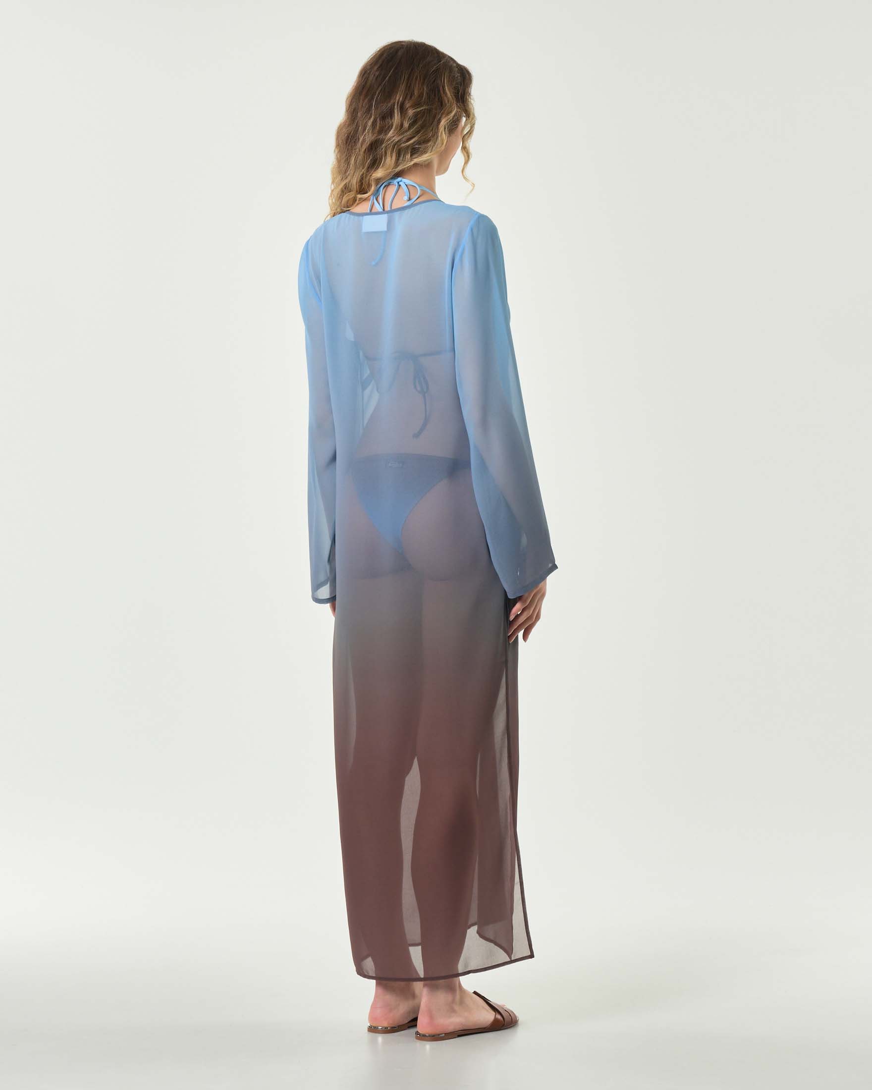 Copricostume MC2 Saint Barth azzurro e marrone a fantasia degradè