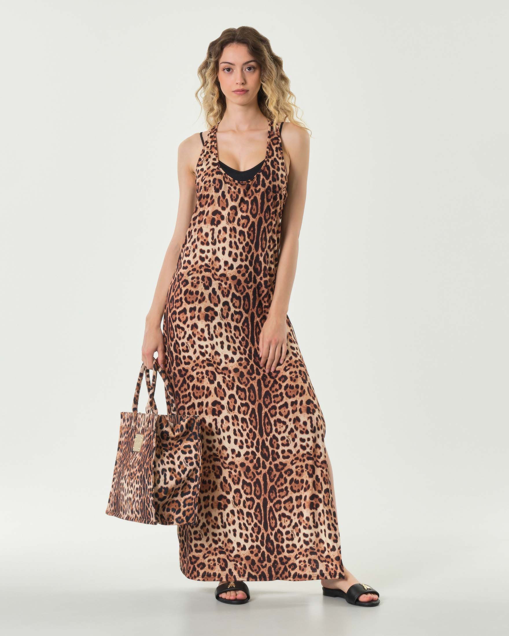 Copricostume 4 Giveness a stampa leopardata senza maniche e scollo a T sulla schiena
