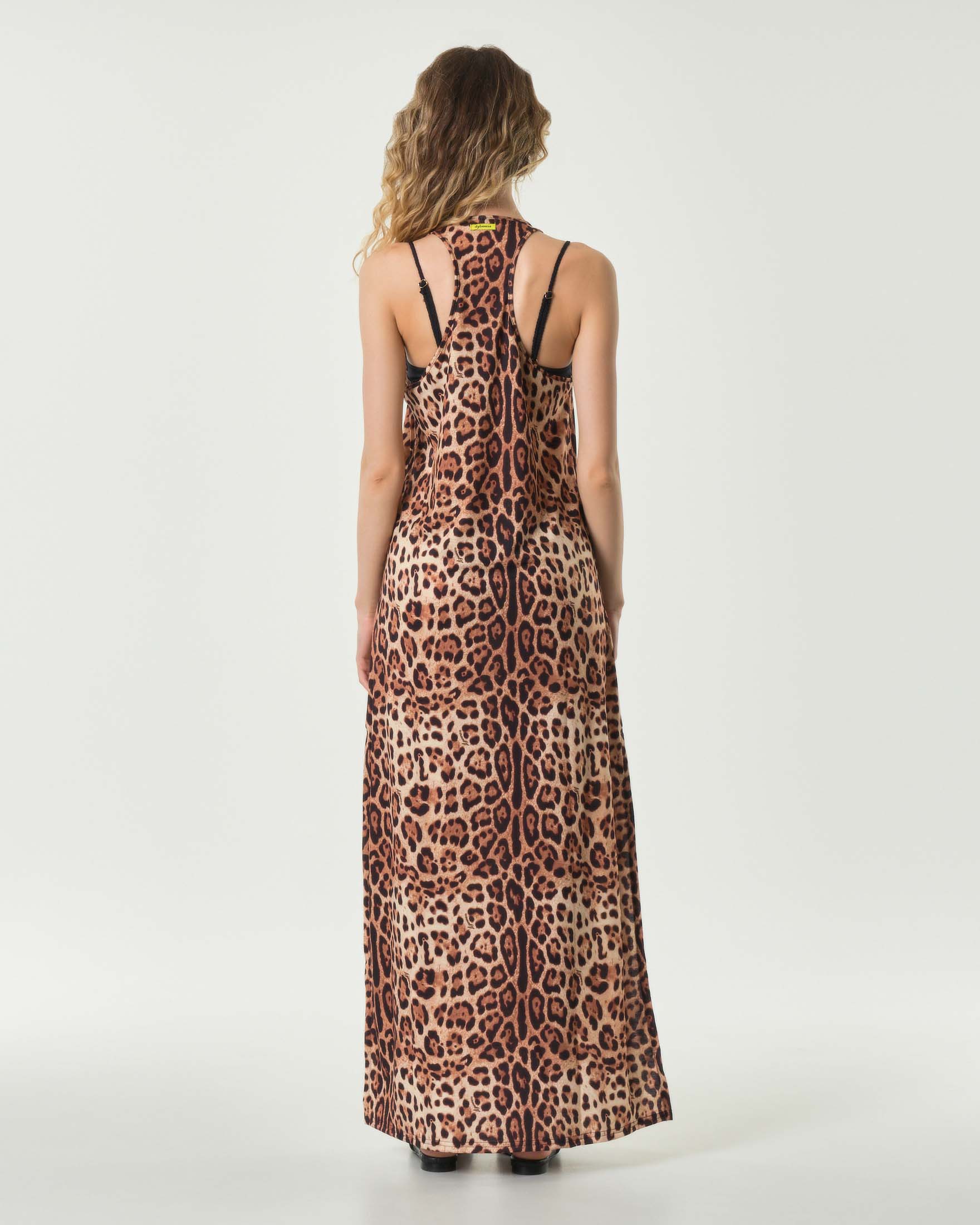 Copricostume 4 Giveness a stampa leopardata senza maniche e scollo a T sulla schiena