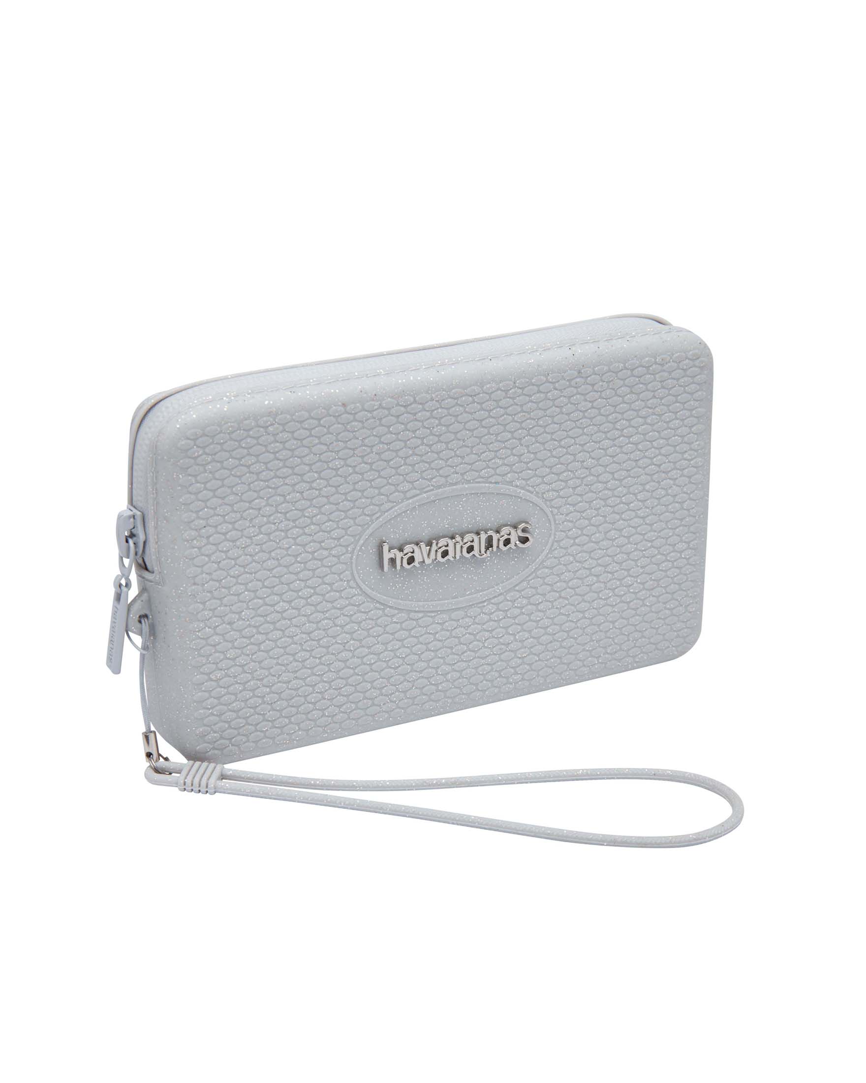 Mini Bag Plus Havaianas silver effetto metallizzato con glitter a lavorazione grana di riso e maxi logo in metallo