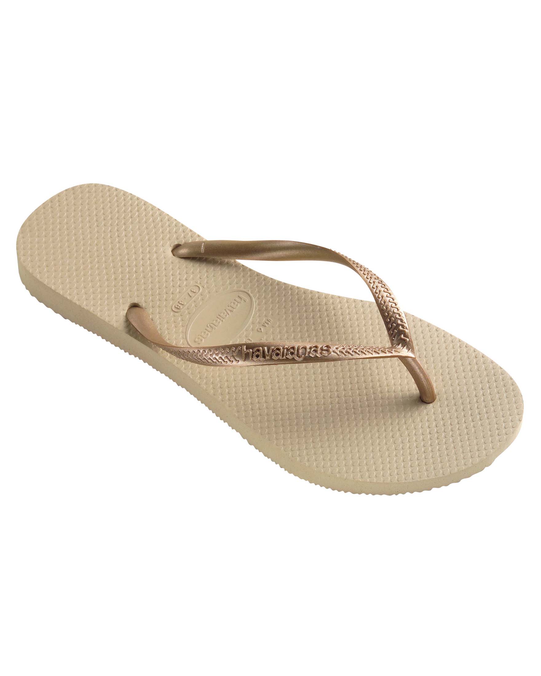 Havaianas Silm color sabbia con fascette tono su tono effetto metallizzato con logo