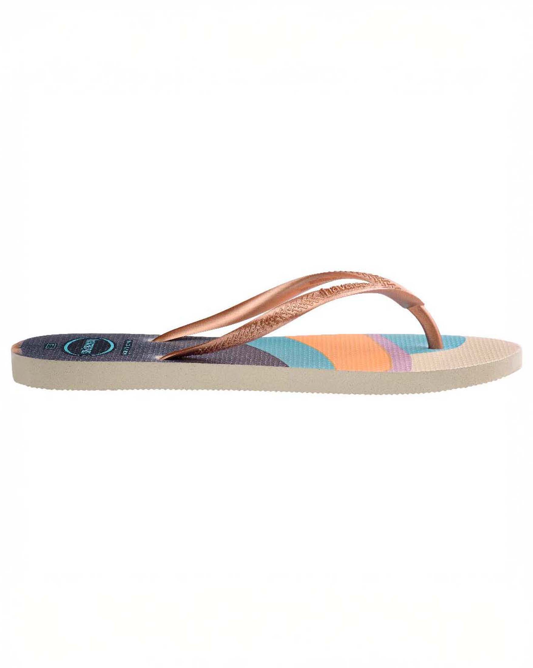 Havaianas Slim Palette Glow a fantasia degradè rosa e avio con fascette sottili a tinta unita con logo in rilievo