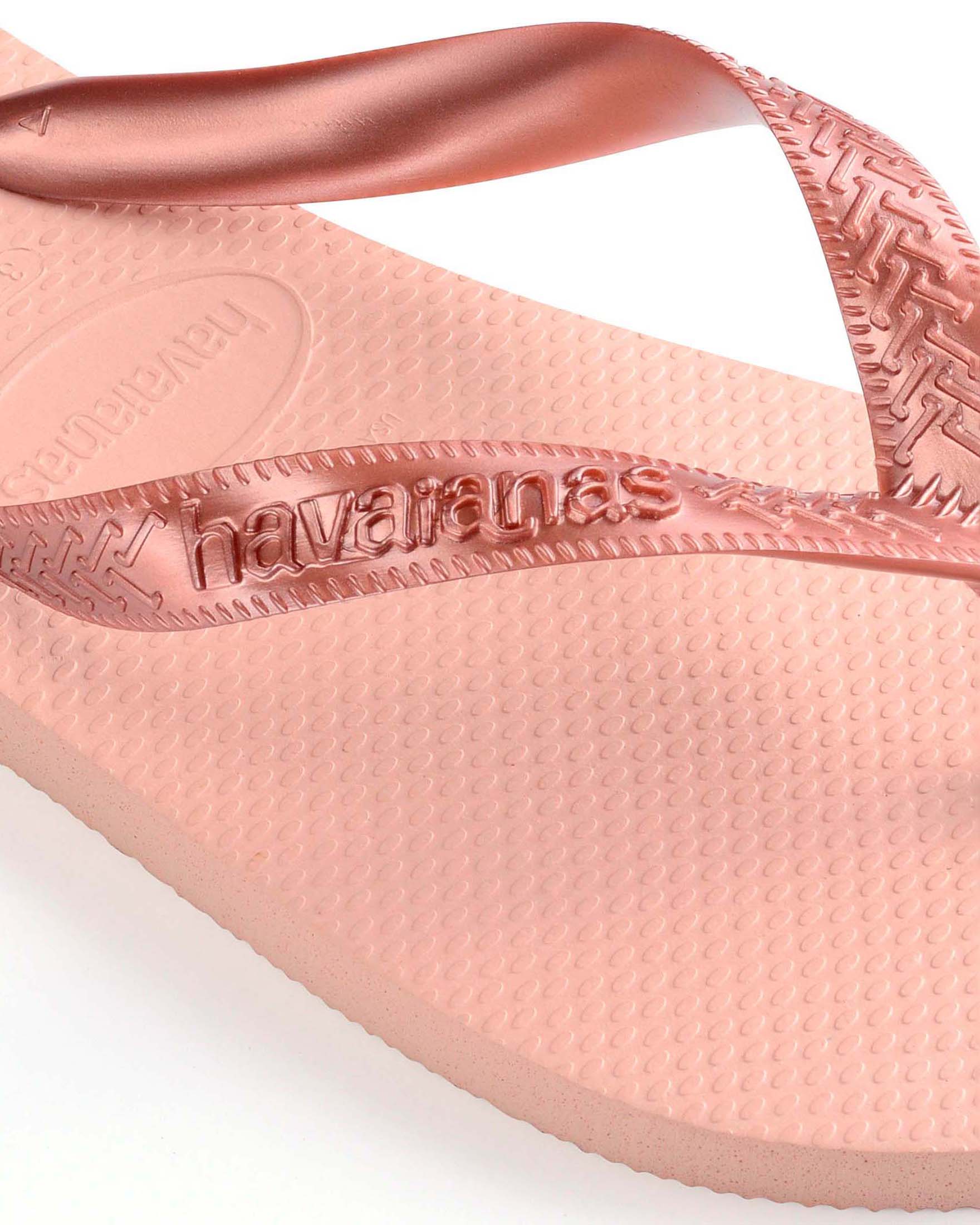 Havaianas Top Tiras rosa con fascette spesse metallizzate con logo in rilievo image