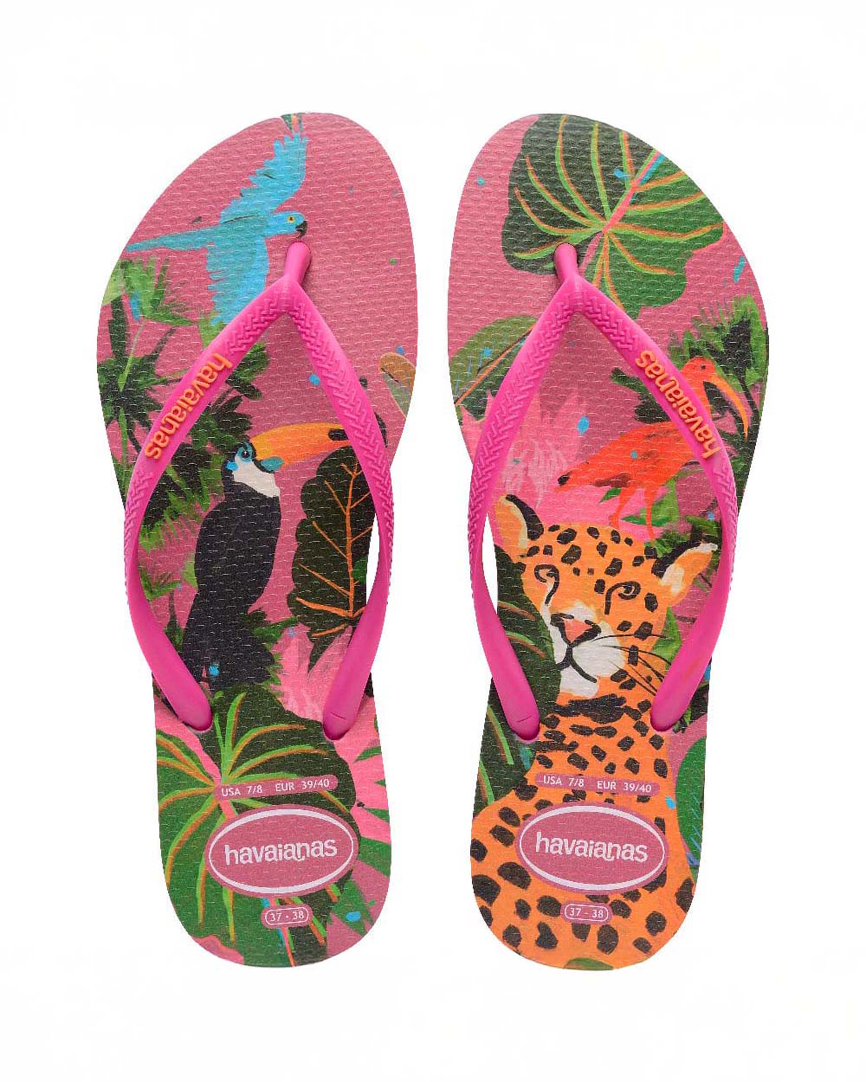 Havaianas Silm Bliss Tropical fucsia con suola a stampa multicolore e fascette tono su tono con loro in rilievo image